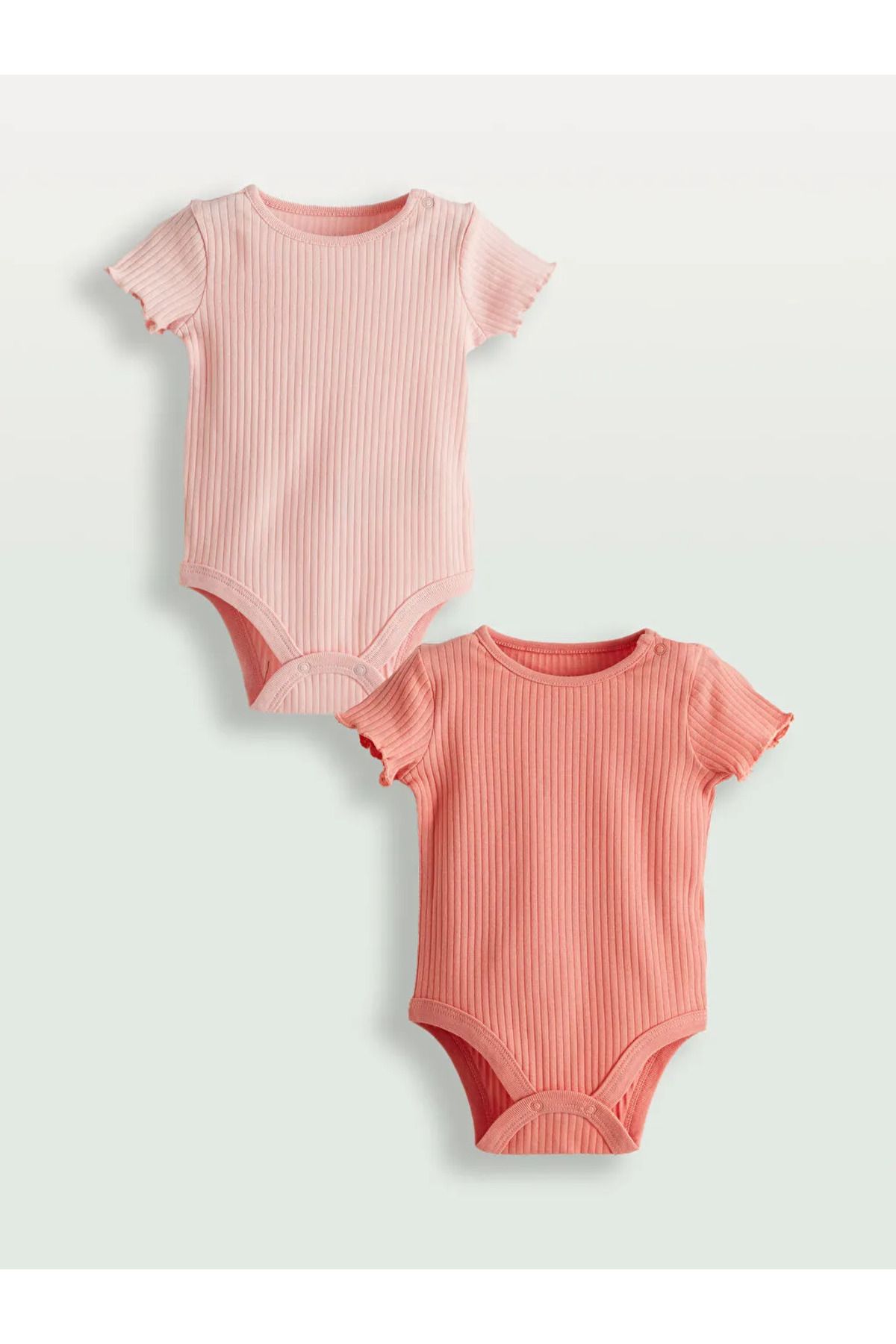 LC Waikiki LCW baby Pembe Organik Kumaş Kız Bebek Çıtçıtlı Bodysuit 2'li