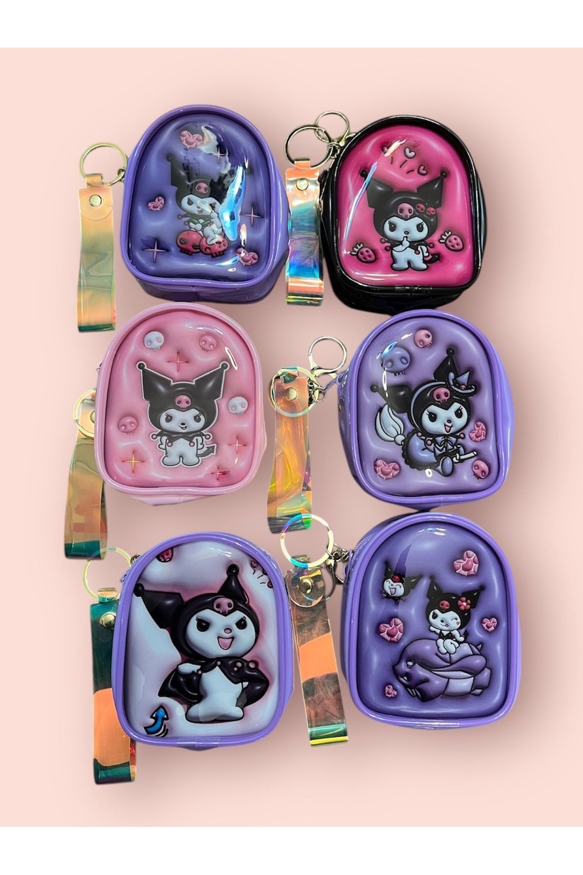 synshop 1 Adet Sanrio Kuromi Cüzdan Anahtarlık Hediyelik
