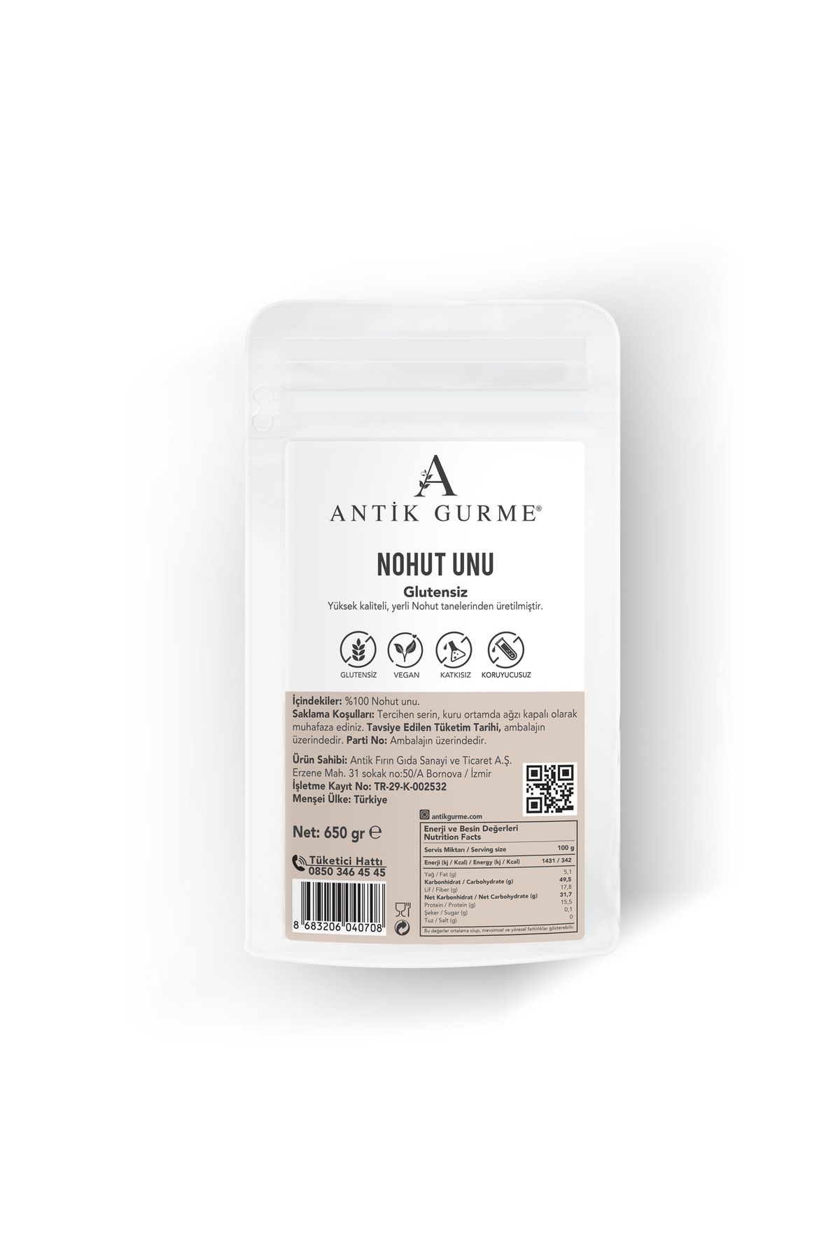 Antik Gurme Nohut Unu Glutensiz Vegan 650 gr