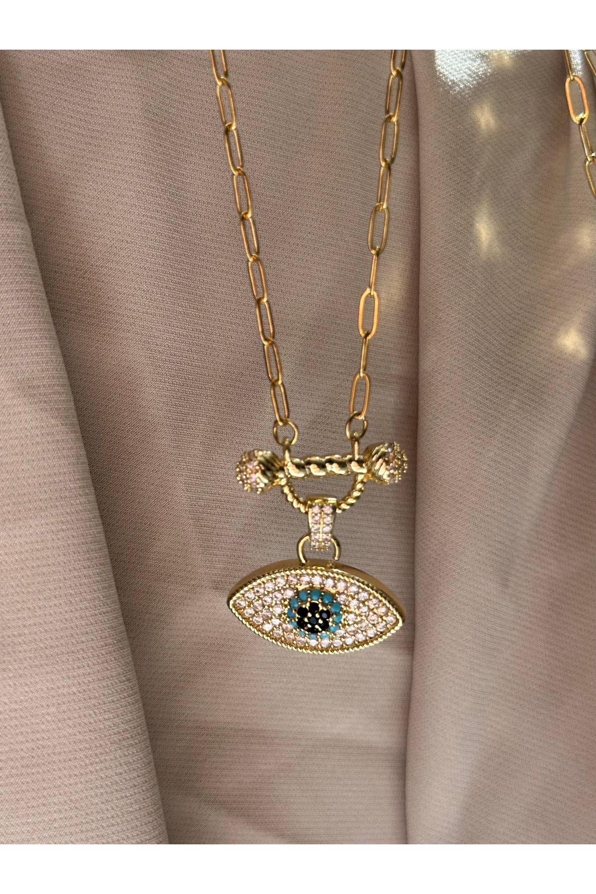 Liyajewellery Zirkon Çelik Nazar Göz Kolye (316L)