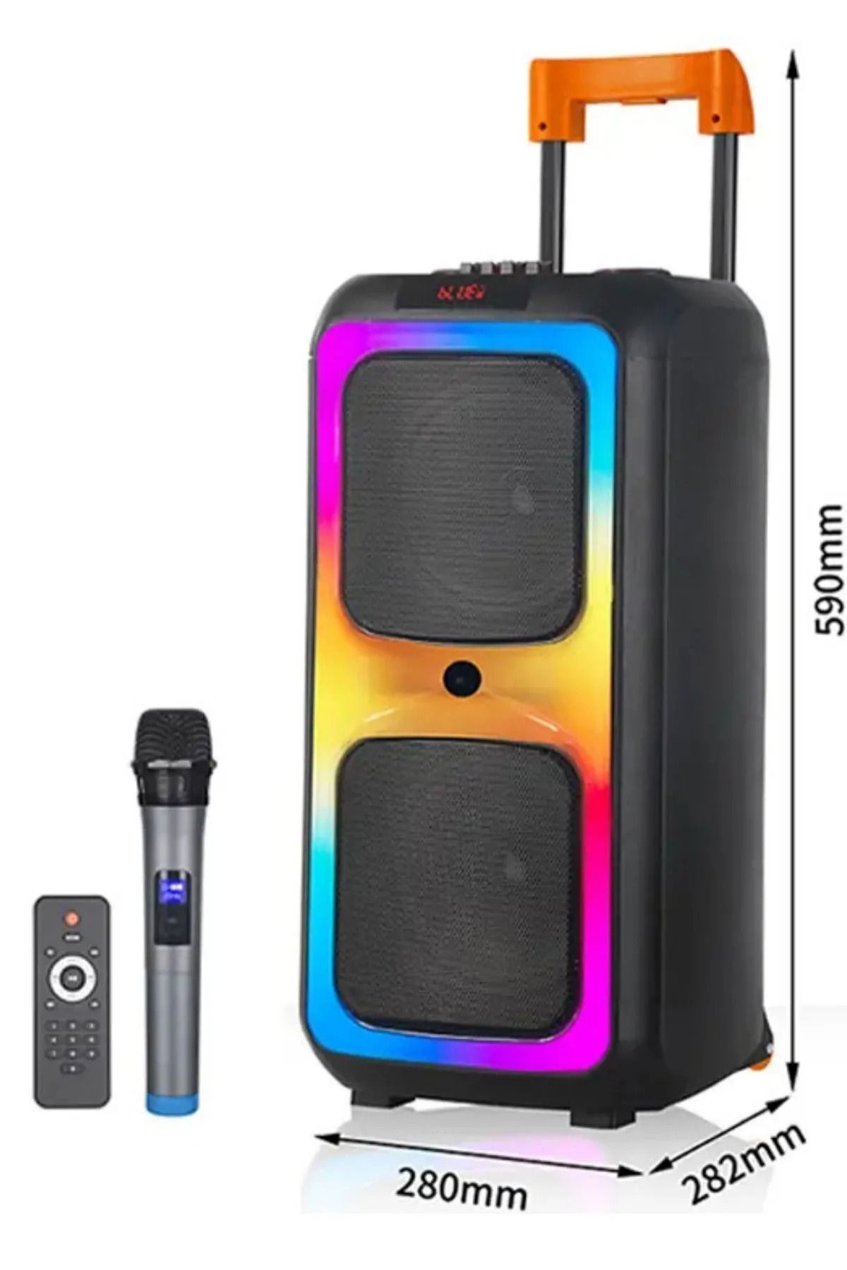 NS Store Siyah Taşınabilir Bluetooth Hoparlör Ultra Güçlü Renkli Işıklı Profesyonel Soundbox
