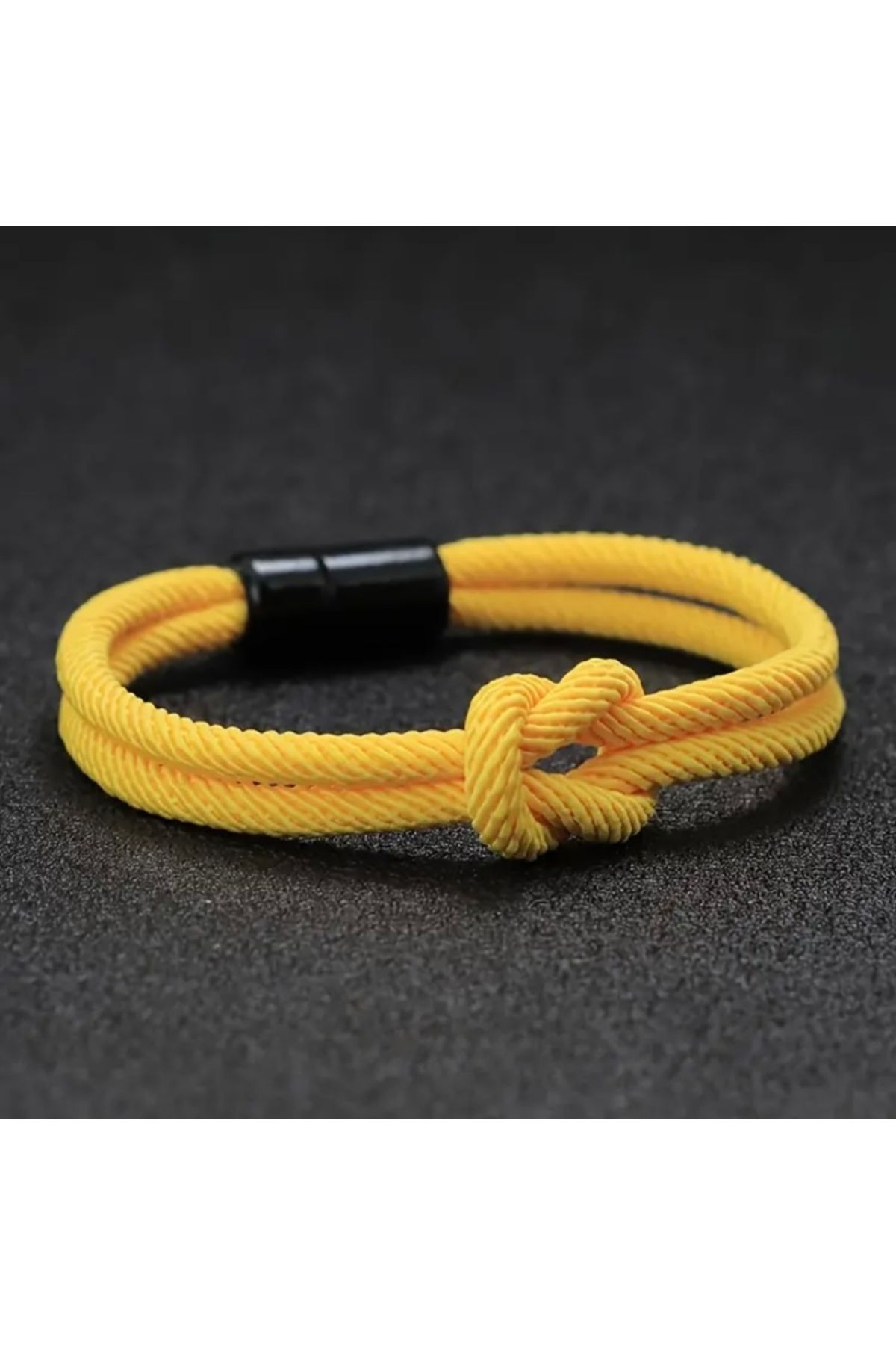 Accessories Vanilla Avenue Açık Sarı Manyetik Charm Bohem İp Düğüm Unisex Günlük Bileklik
