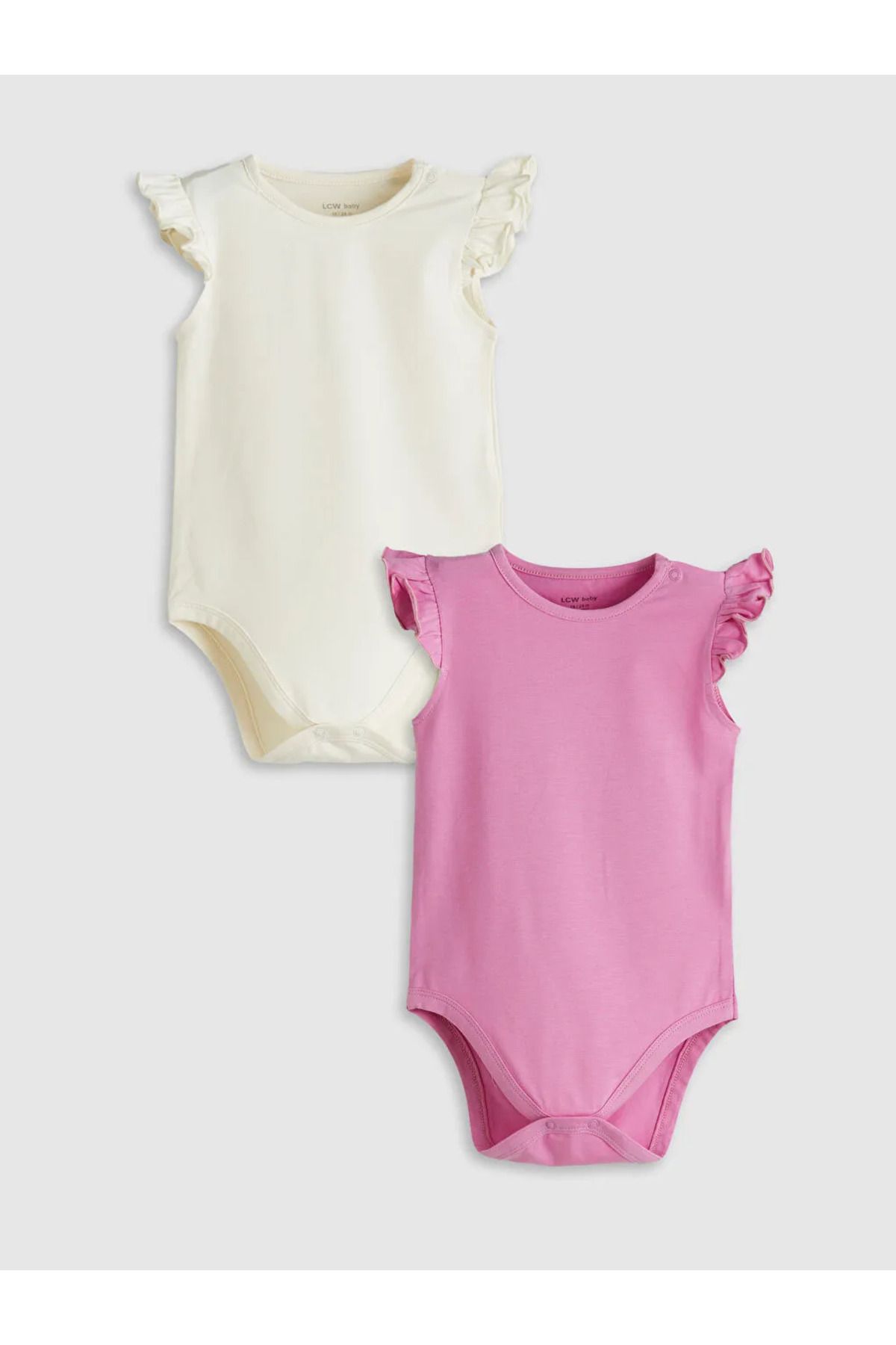 LC Waikiki LCW baby Ekru Basic Kız Bebek Çıtçıtlı Body 2'li