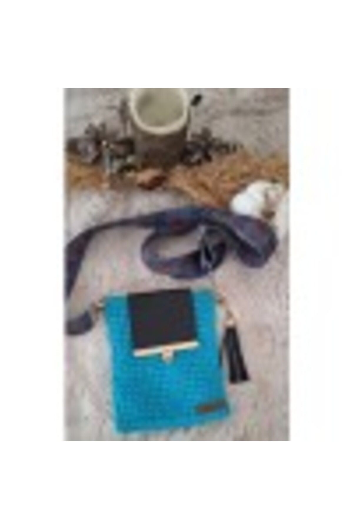 Butik KADIN MAVİ RENK, POLYESTER MAKROME İPİ TELEFON ÇANTASI