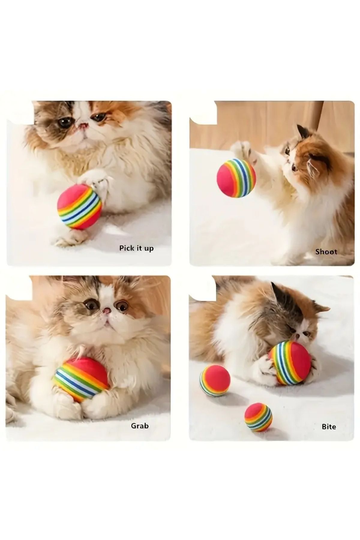 eminonundenal 4 Adet Gökkuşağı Sünger Kedi Köpek Çiğneme Ve Oyun Topu