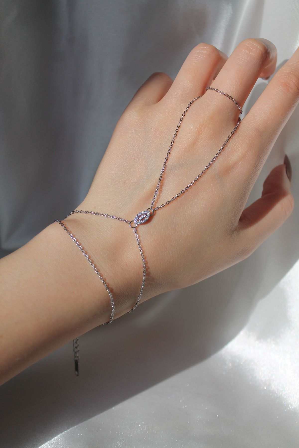 TEDDY JEWELLRY Göz Taş Detaylı Klasik Zincirli Çelik Şahmeran