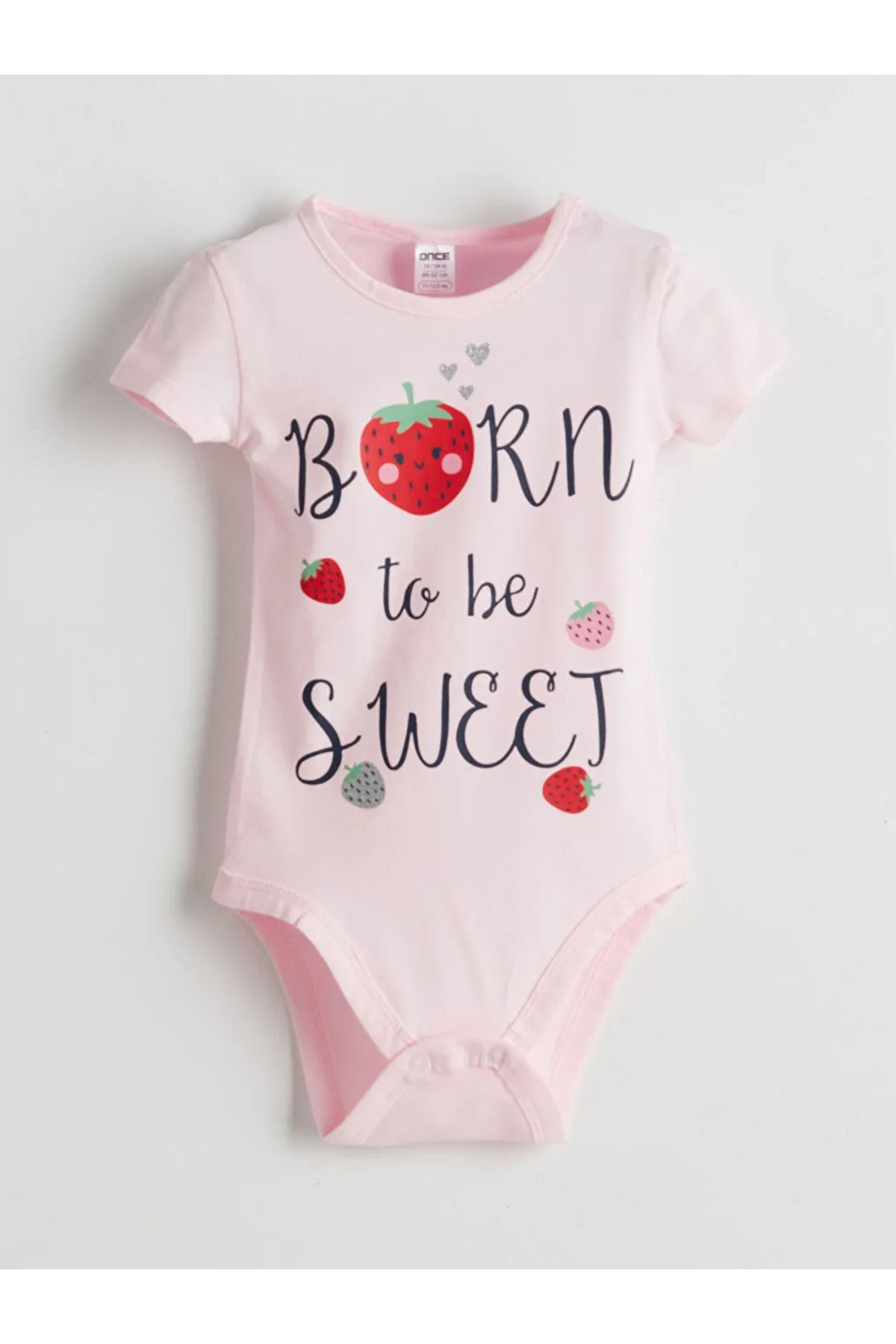LC Waikiki LCW baby Pembe Bisiklet Yaka Baskılı Kız Bebek Çıtçıtlı Bodysuit