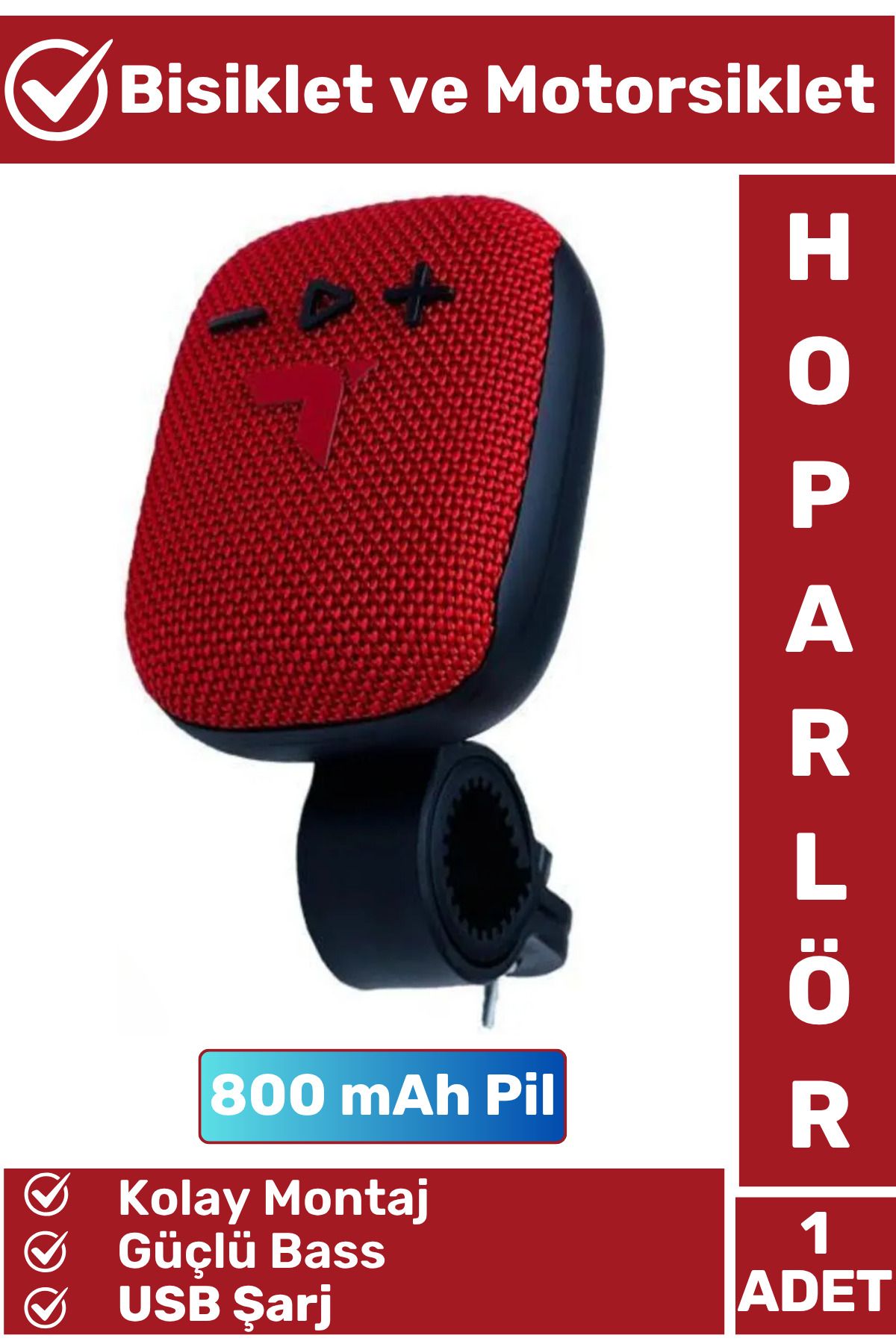 Wintoup Premium Kompakt Kolay Montaj Güçlü Bass USB Şarjlı Bluetoothlu Motorsiklet Bisiklet Hoparlörü