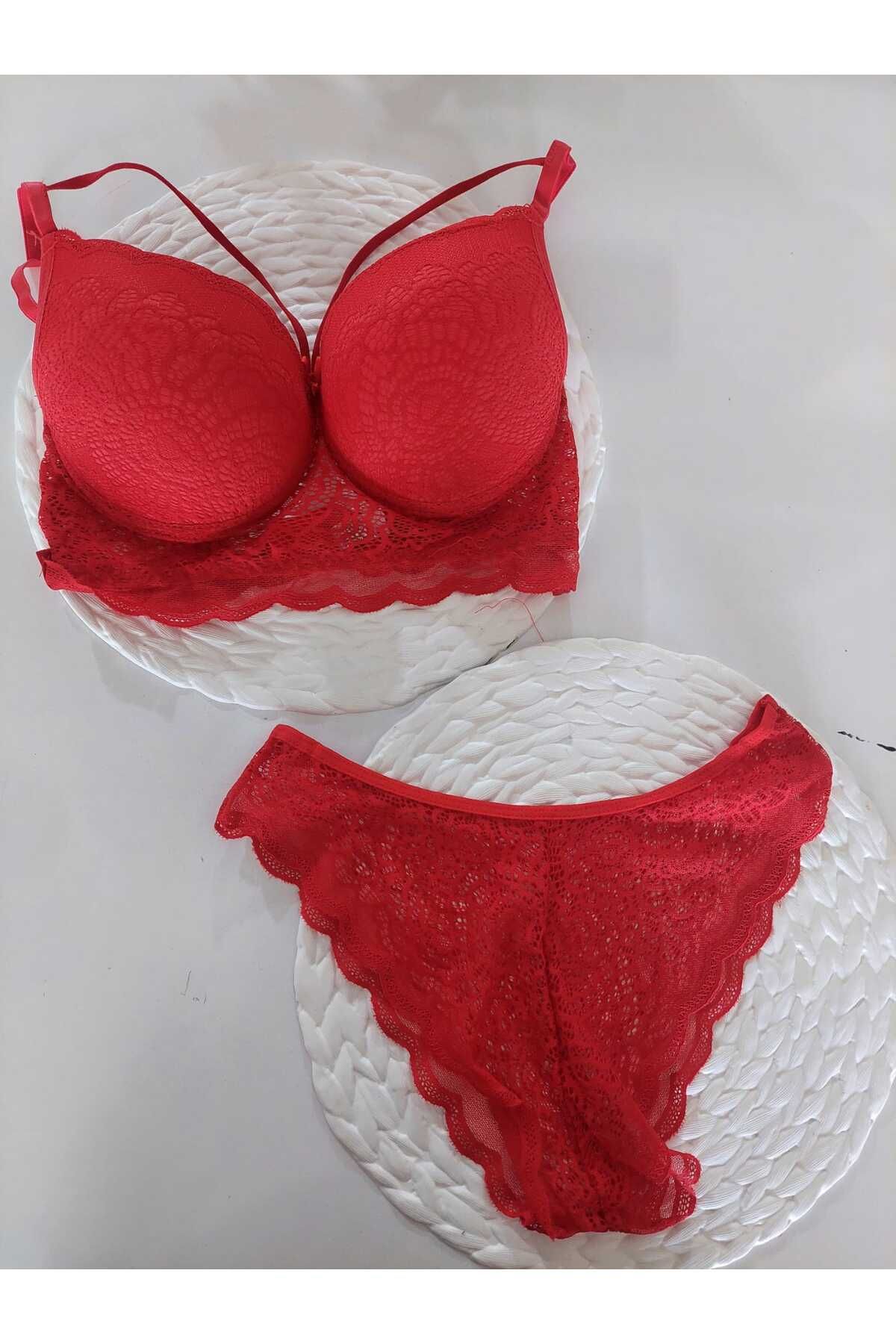 shop DANTELLİ KIRMIZI SÜTYEN TAKIMI