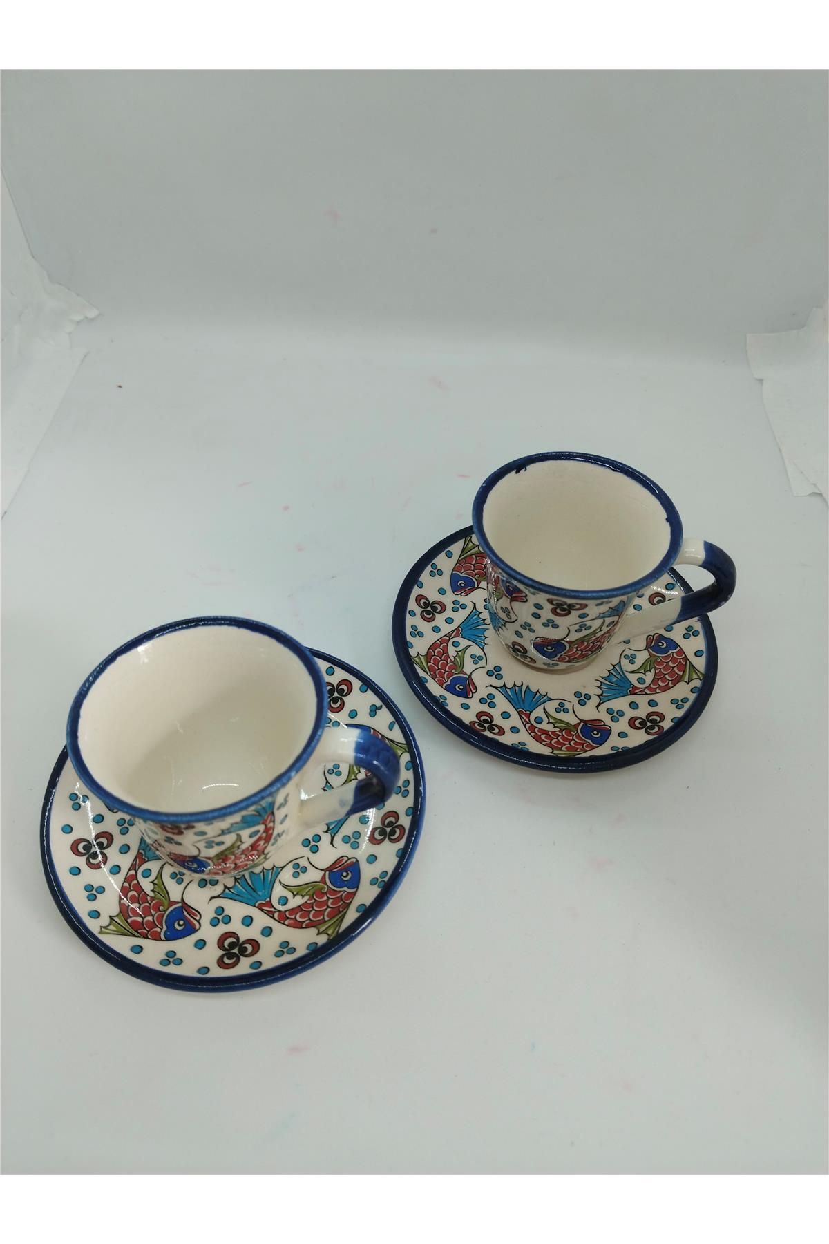 oaşk BALIK DESENLİ KAHVE FİNCANTAKIMI 2 KİŞİLİK