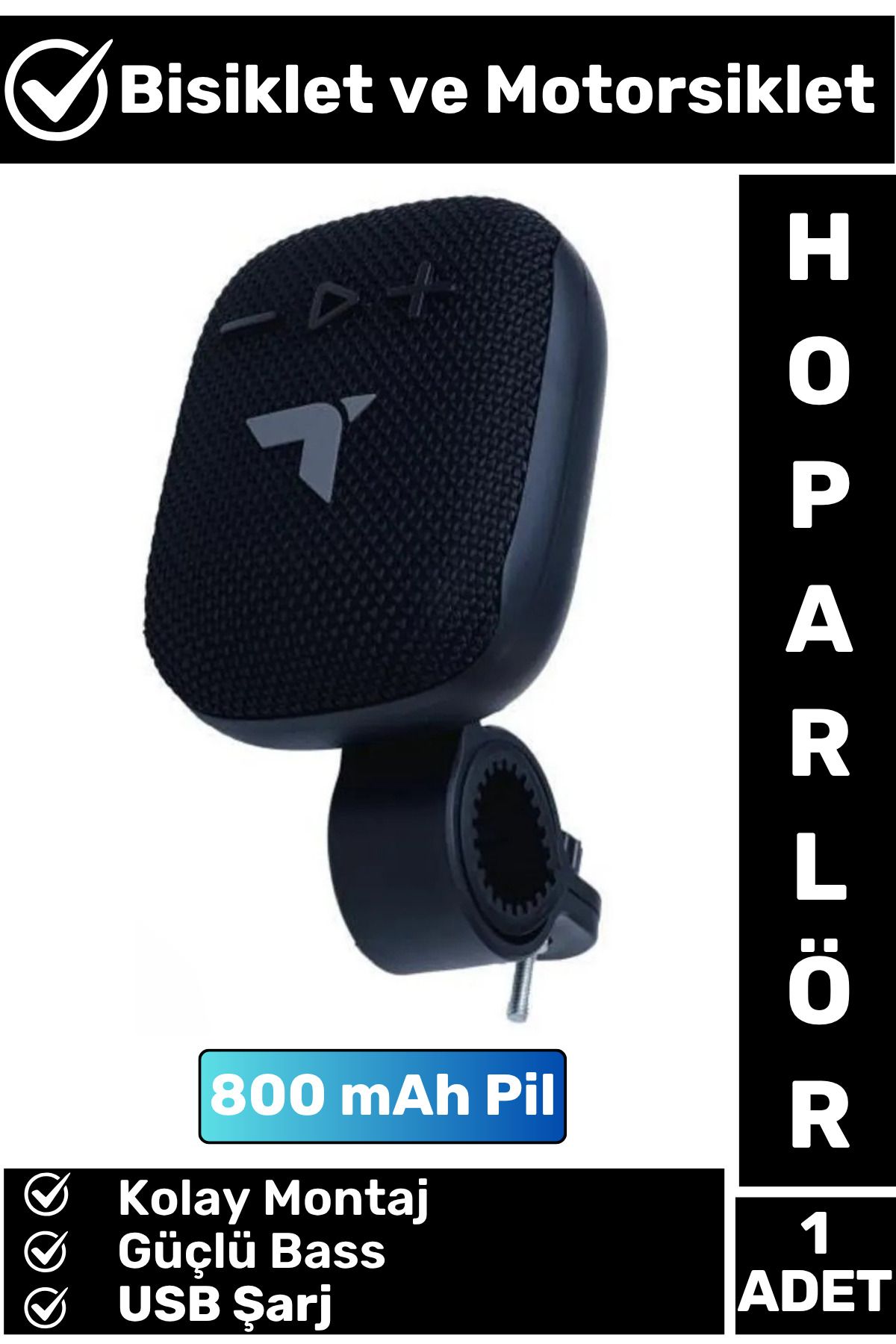 Wintoup Premium Kompakt Kolay Montaj Güçlü Bass USB Şarjlı Bluetoothlu Motorsiklet Bisiklet Hoparlörü