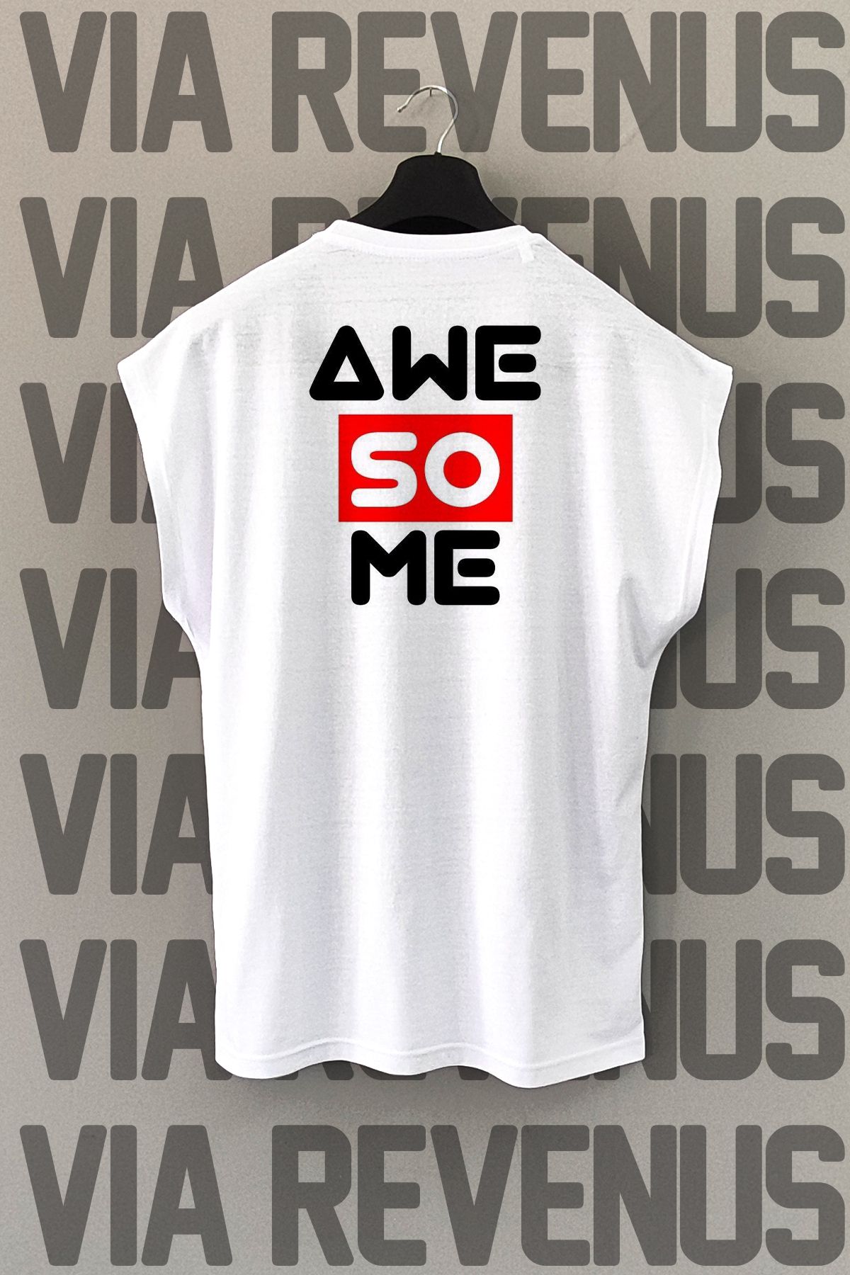 Vordevia Awesome Sırt Baskılı Sıfır Kollu Bisiklet Yaka Spor Tshirt