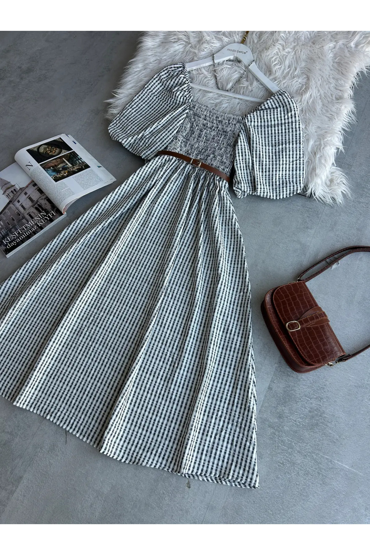 modabetce-Striped Balloon Slip Dress 2