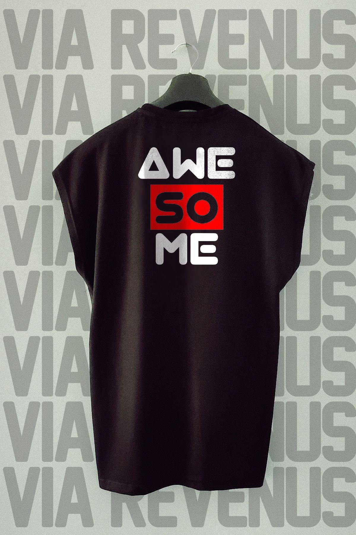 Vordevia Awesome Sırt Baskılı Sıfır Kollu Bisiklet Yaka Spor Tshirt