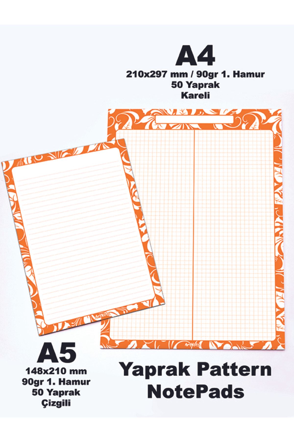 ArtNots Yaprak Desenli 2'li Set ( A4 -A5 ) Notepad
