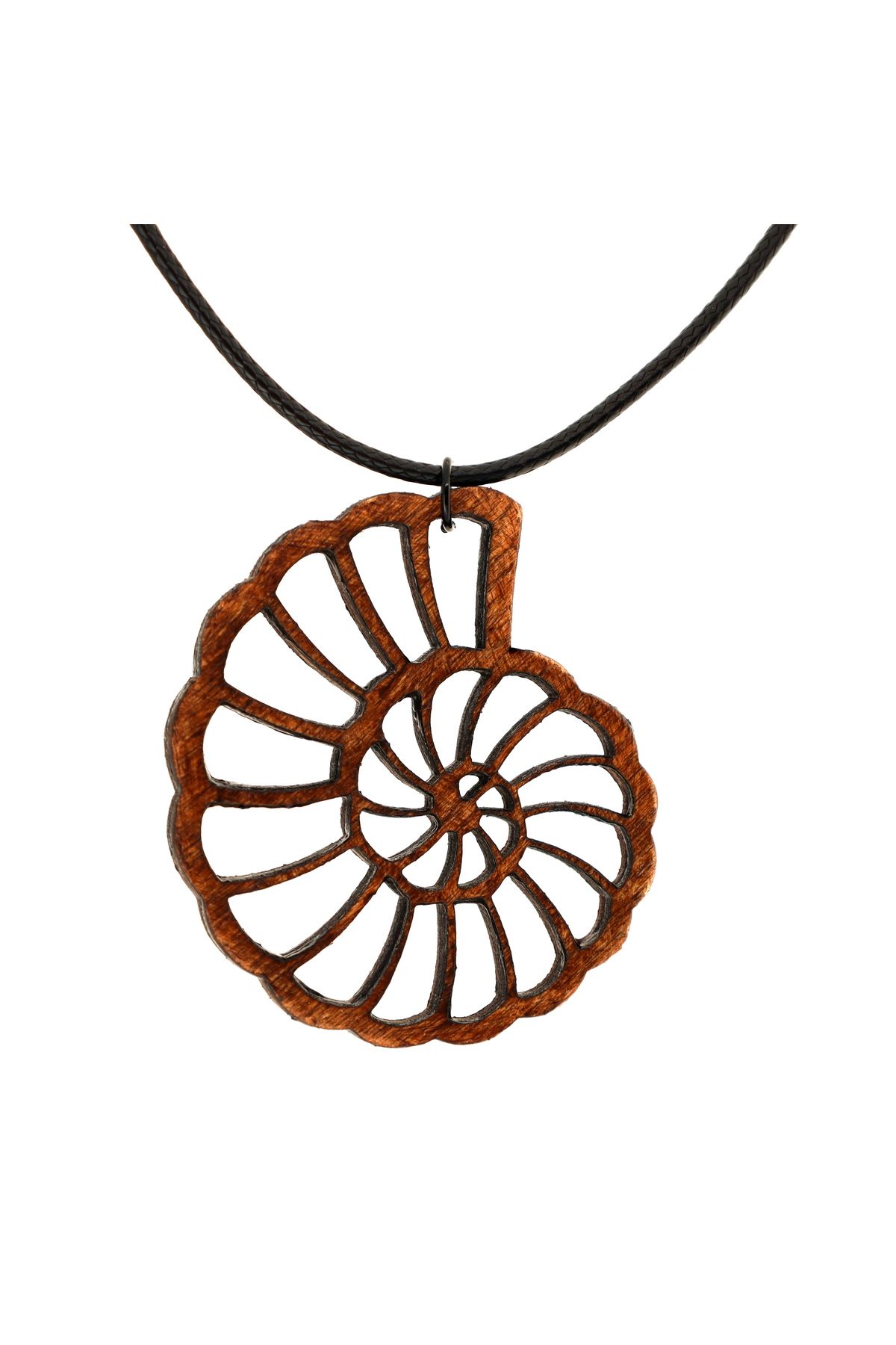 666 Nautilus kabuğu Şeklinde Ahşap Kolye Doğanın Mükemmelliği Rölyef Kabartmalı El Yapımı Tahta 5x4cm