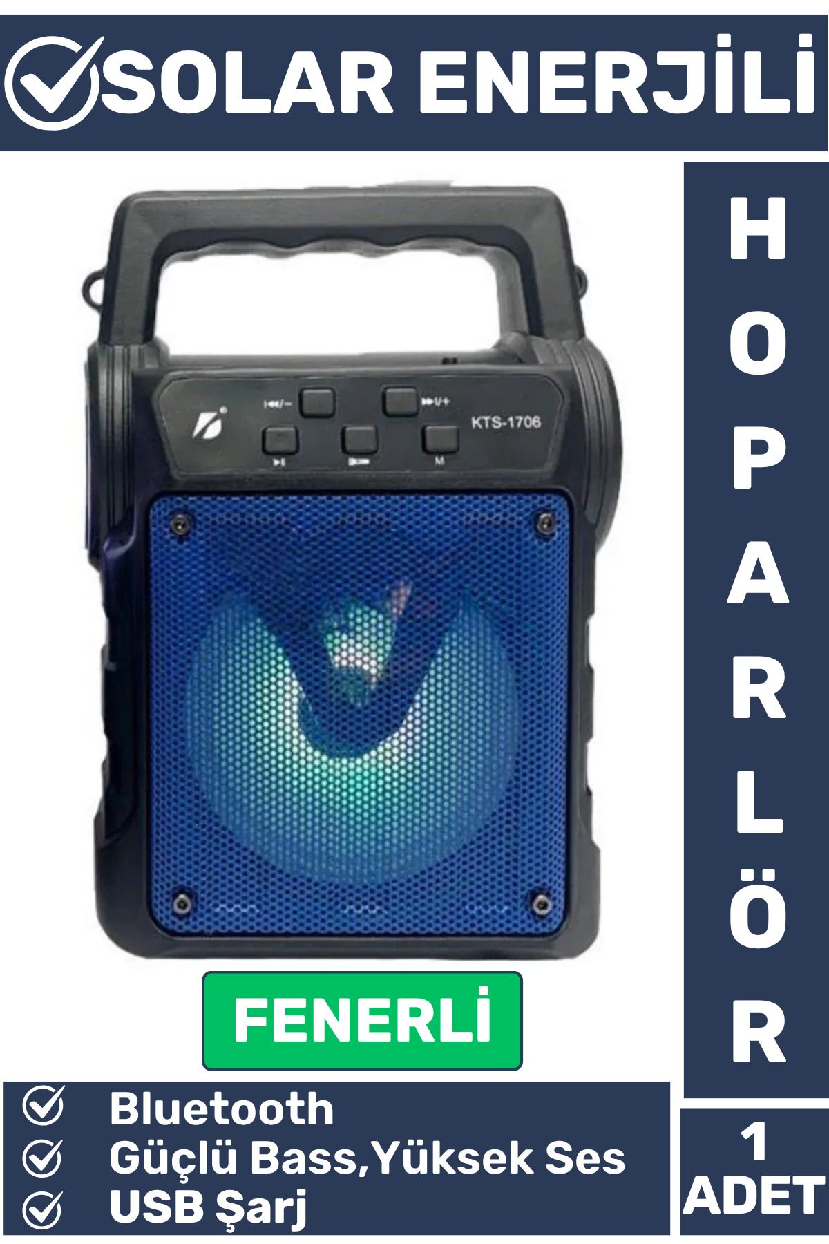 Wintoup Premium Kompakt Yüksek Ses Güçlü Bass Fenerli Kamp Piknik USB/Solar Enerjili Bluetooth Hoparlör