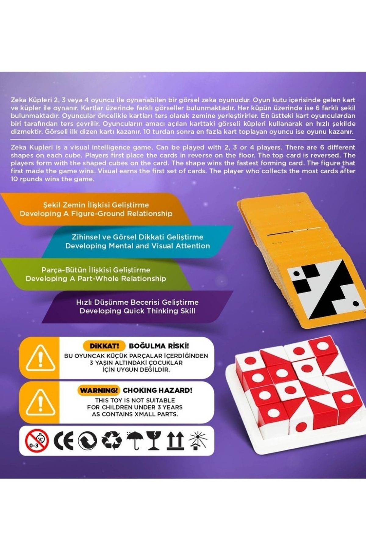 EVENT Zeka Küpleri Eğitici Geliştirici Oyun 70 Oyun Kartı 64 Zeka Küpü fotoğrafı 3 (önizleme)