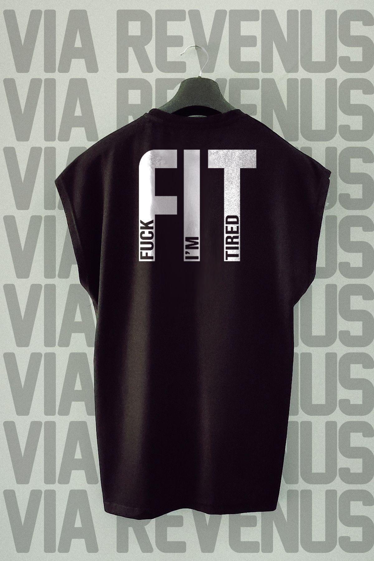 Vordevia FIT Sırt Baskılı Sıfır Kollu Bisiklet Yaka Spor Tshirt