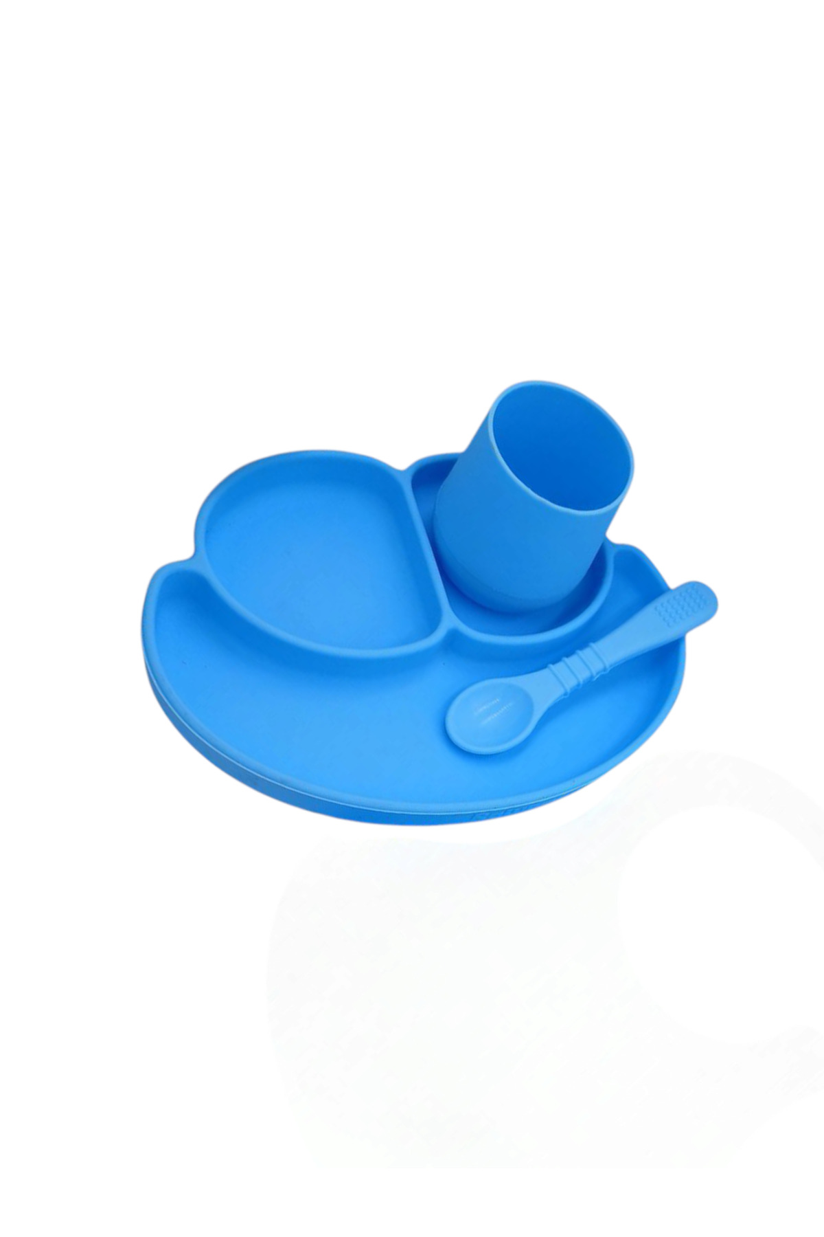 Baby Silikon bebek beslenme seti- 3 bölmeli mama tabağı kaşığı ve bardak set fotoğrafı 4 (önizleme)