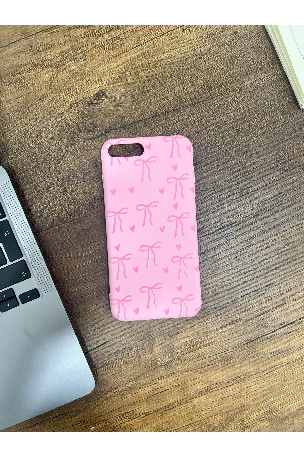 HZR İphone 7/8 Plus Toz Pembe Kurdeleli Silikon Kılıf