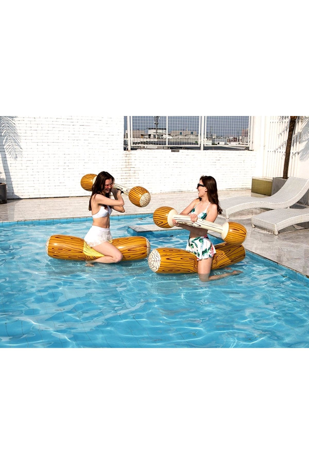 Boldy-Inflatable Balance Game for 2 - Inflatable Balance Bar - Pool Duel Game - Inflatable Battle Game Sticks 5