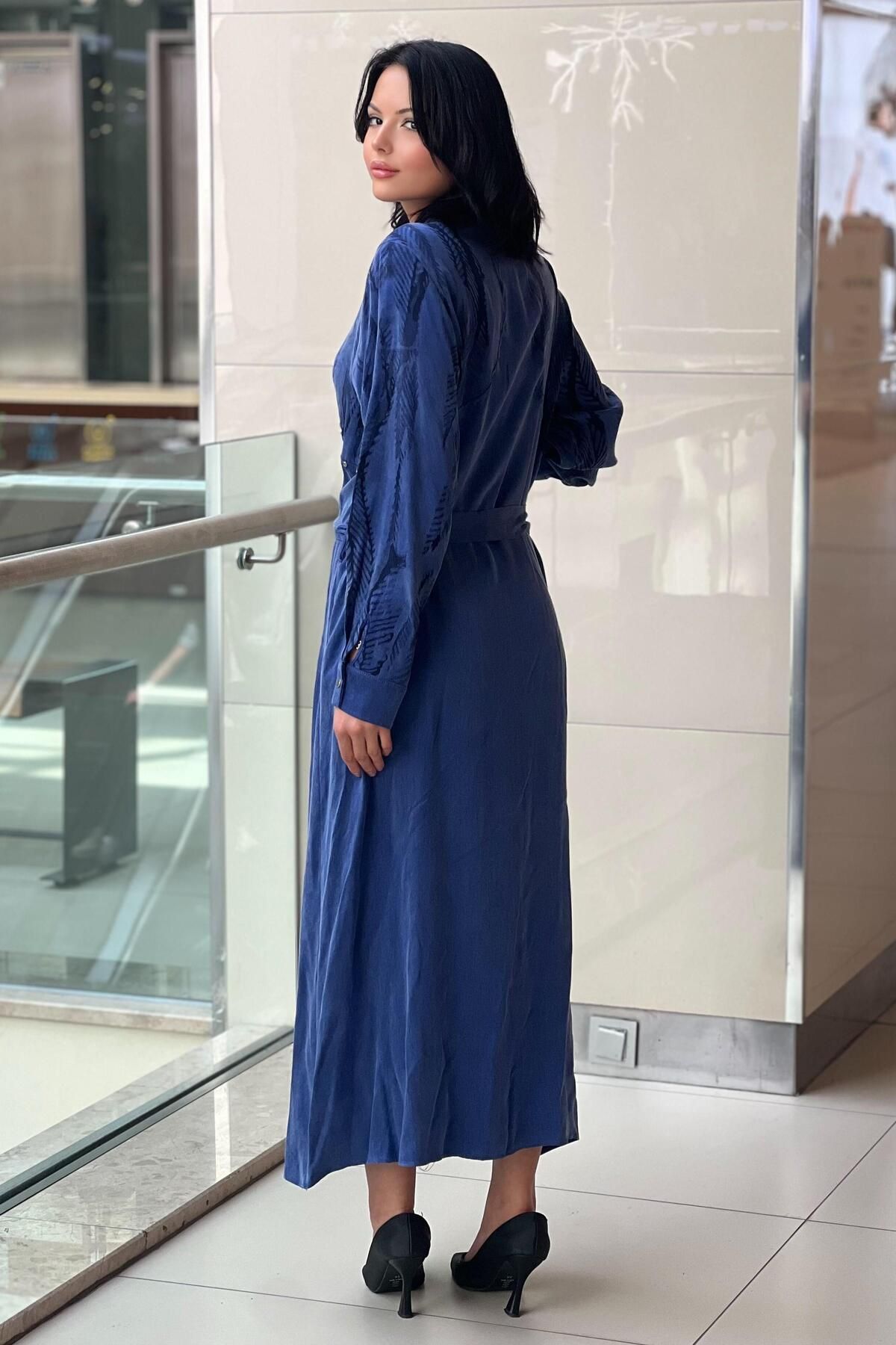 Ghisa-Studded Detailed Patterned Kupra Shirt Dress 3
