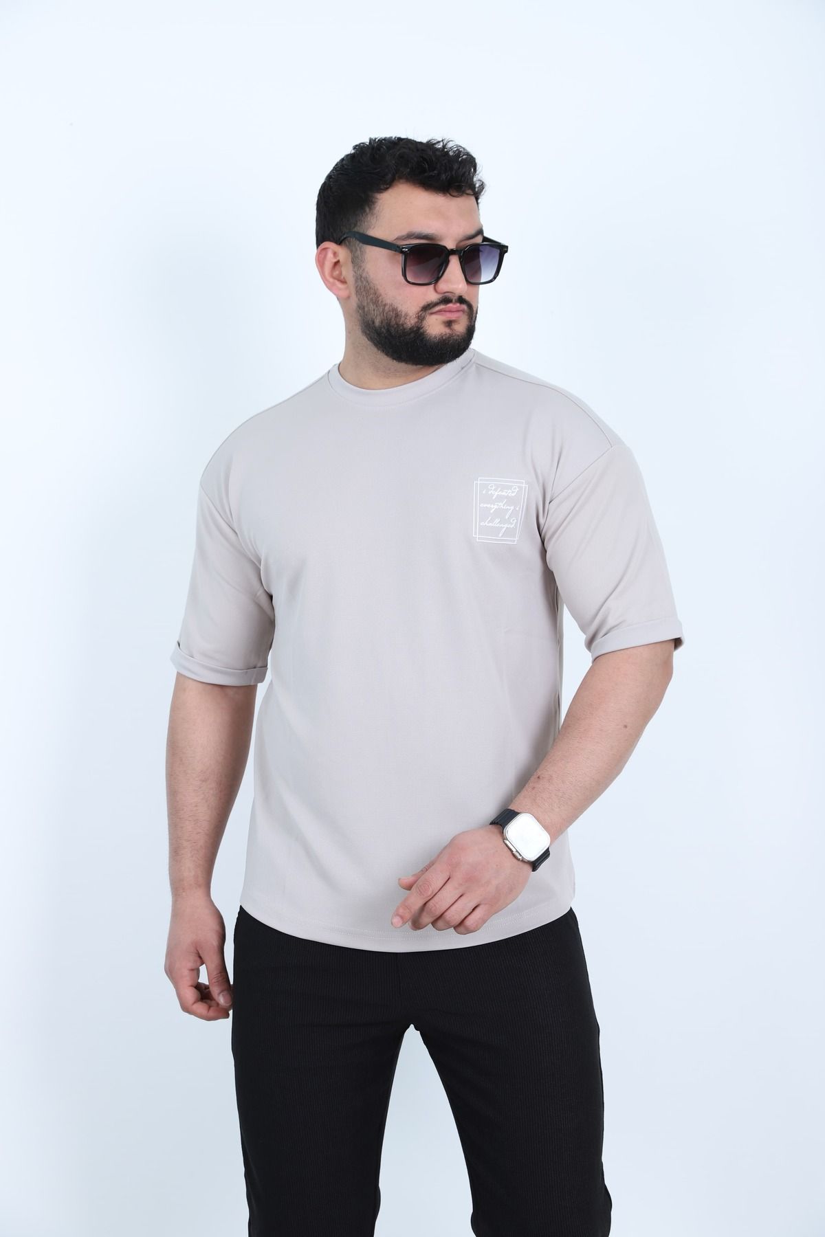 sports here Spor Giyim Bisiklet Yaka Oversize Yeni Sezon Tişört