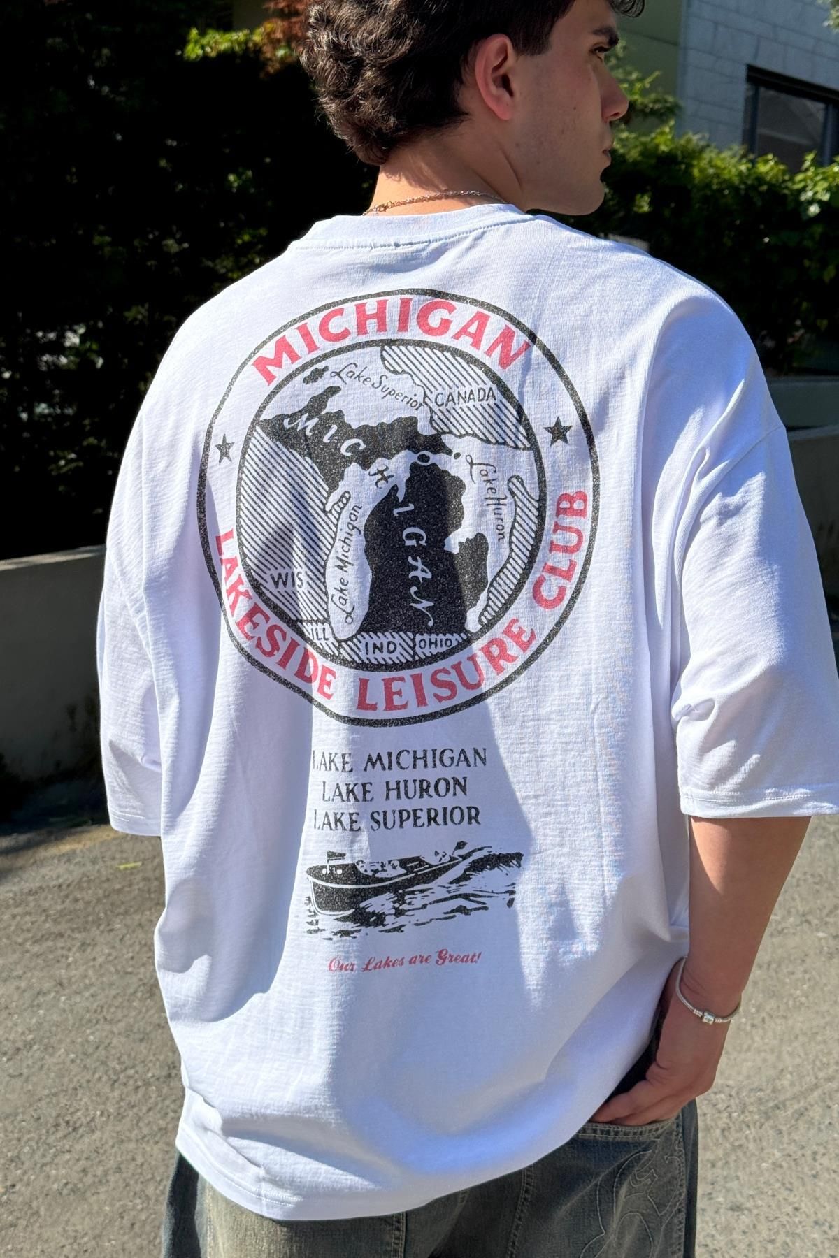 Jr.Crime Lakeside Baskılı Beyaz Oversize Tshirt