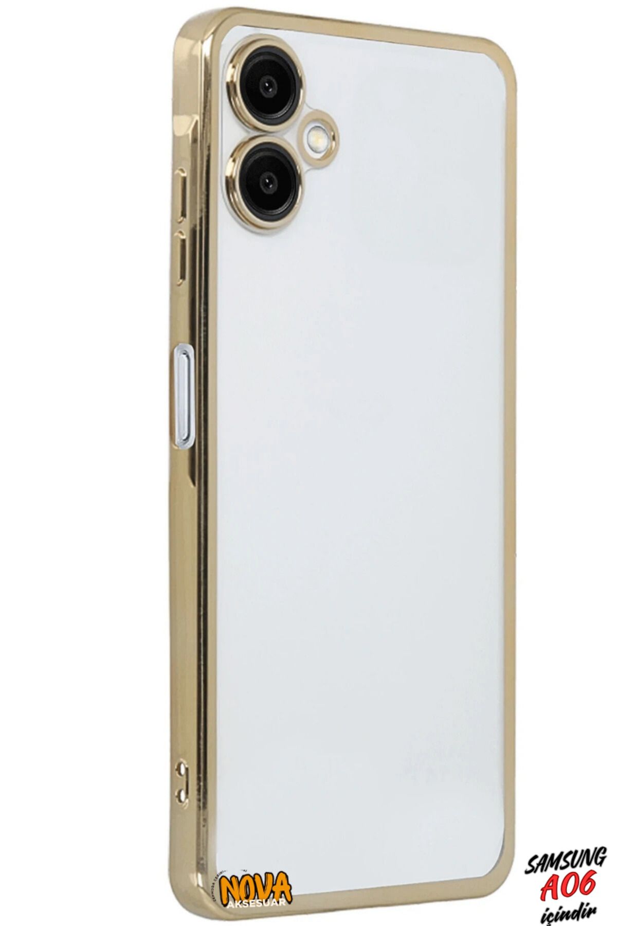 cepmoda SAMSUNG GALAXY A06 - Yanları Renkli Kamera Lens Korumalı Şeffaf Kapak/Kılıf - Gold