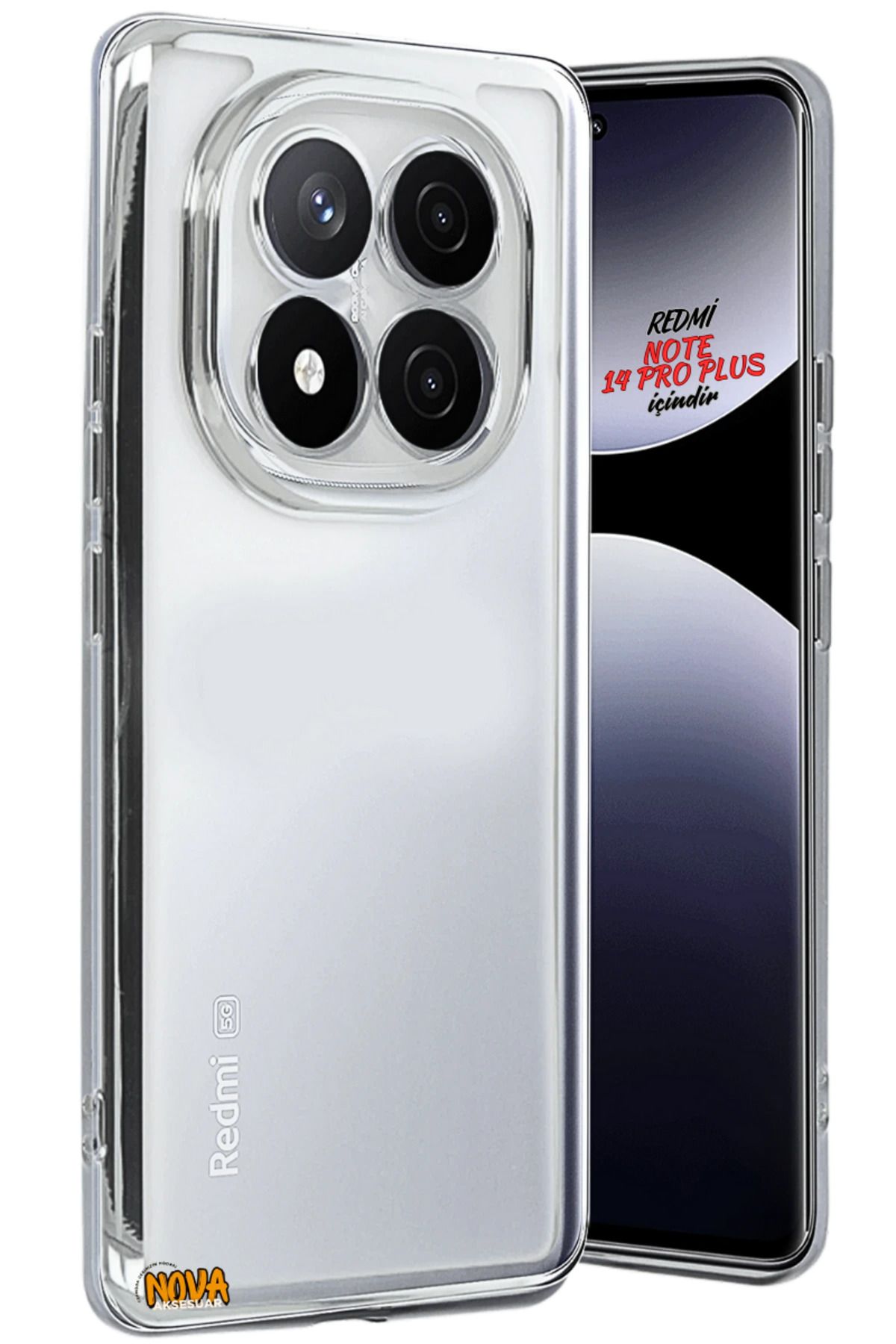 cepmoda XİAOMİ REDMİ NOTE 14 PRO PLUS - Yanları Renkli Kamera Lens Korumalı Şeffaf Kapak/Kılıf - Gümüş