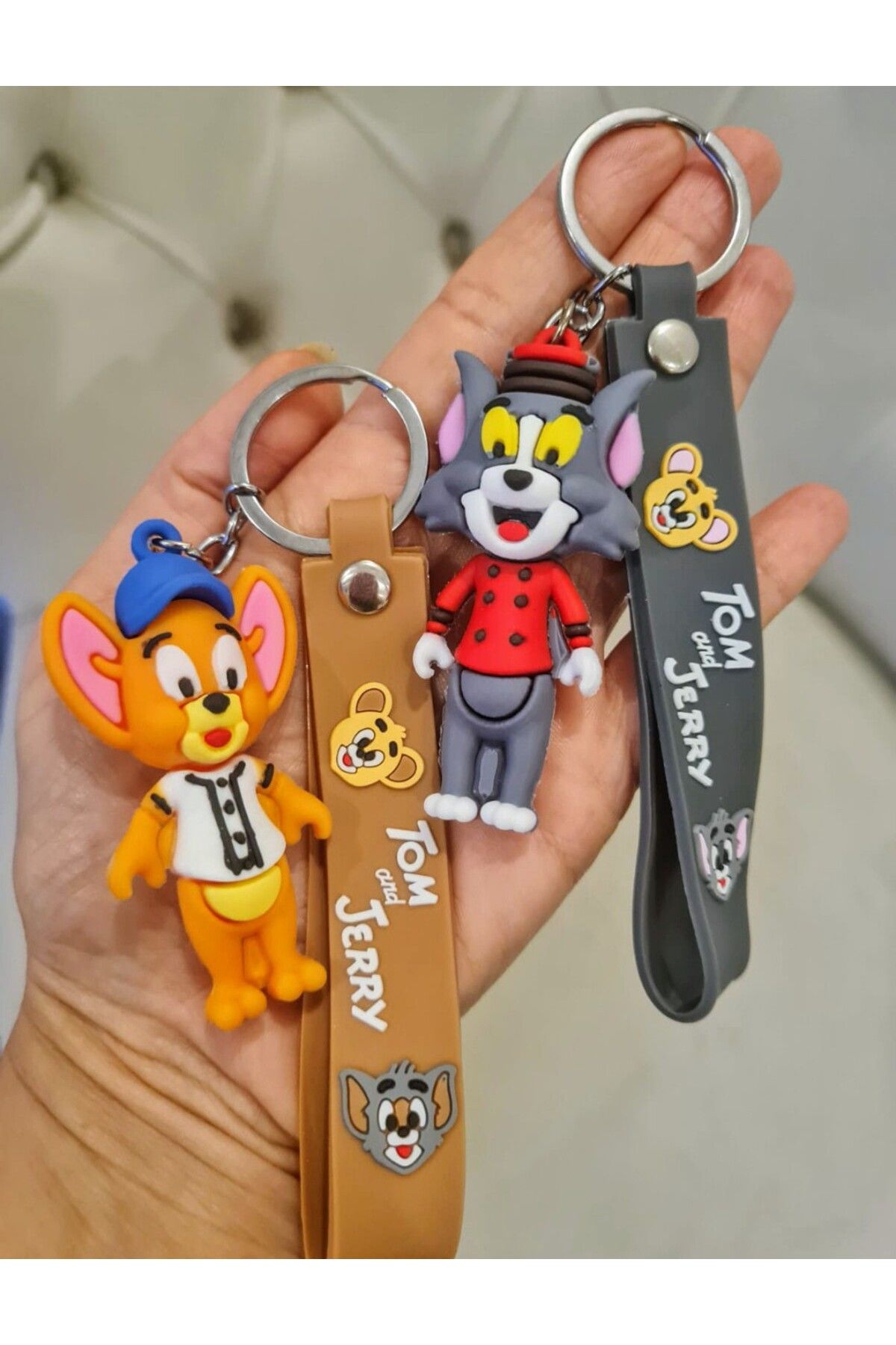 Mimi Aksesuar 3D Tom Ve Jerry Çift Anahtarlık &Çanta Aksesuarı 2 Adet