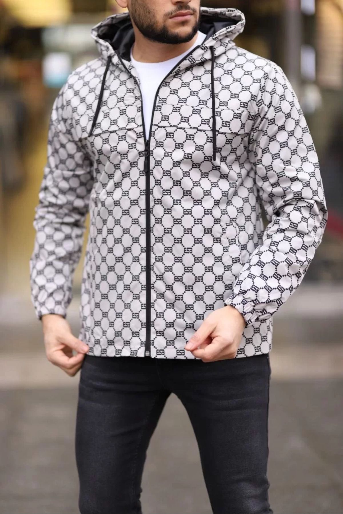 FantaziAtölyesi Unisex Kapüşonlu İçi Astarlı Yağmurluk - Gri