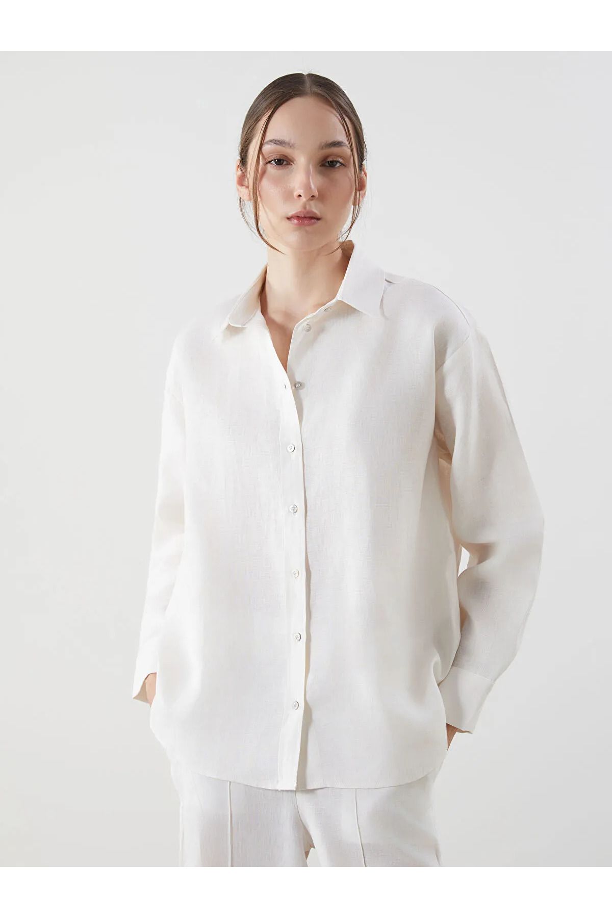 LC Waikiki Oversize Keten Kadın Gömlek