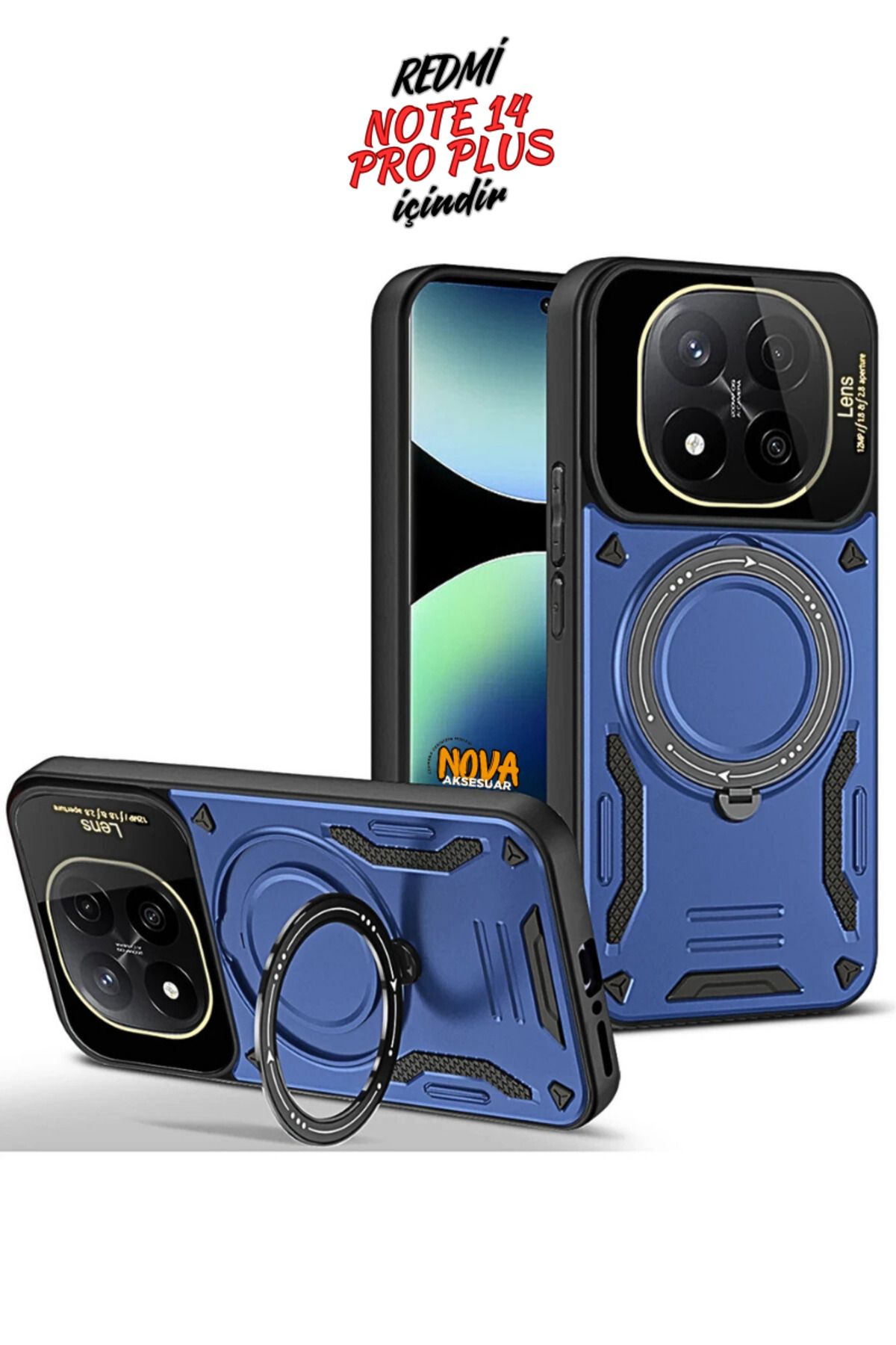 cepmoda Xiaomi Redmi NOTE 14 PRO PLUS KILIF | JoyLens Kamera Korumalı Stand Kapak/Kılıf - LACİVERT