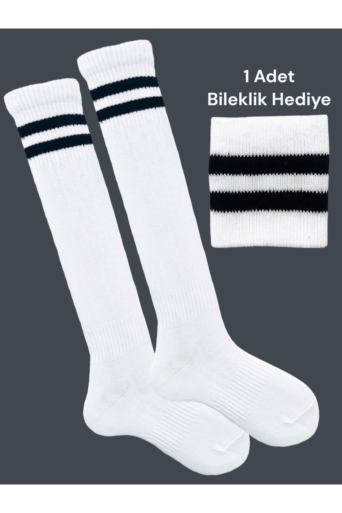 Çorabistaan 2 Çift Çok Renkli Çemberli Unisex Kız Erkek Çocuk Futbol Halı Saha Maç Çorabı Tozluk Spor Taraftar