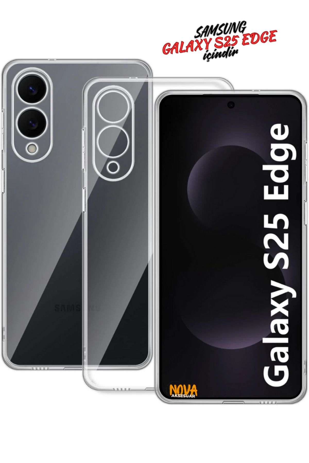 cepmoda Samsung Galaxy S25 EDGE telefon kılıfı - Şeffaf/Saydam Silikon Kapak/Kılıf - ŞEFFAF