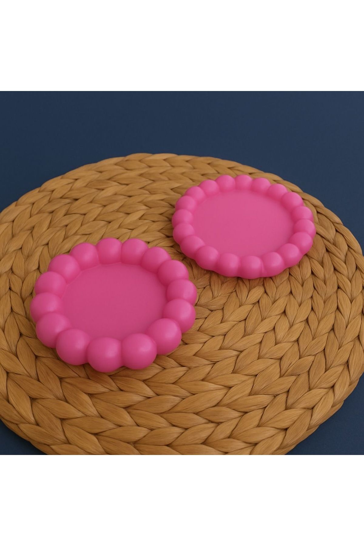 Omerella Dekoratif Pembe Bubble Takı Tabak (Pink) 2’ li Takım
