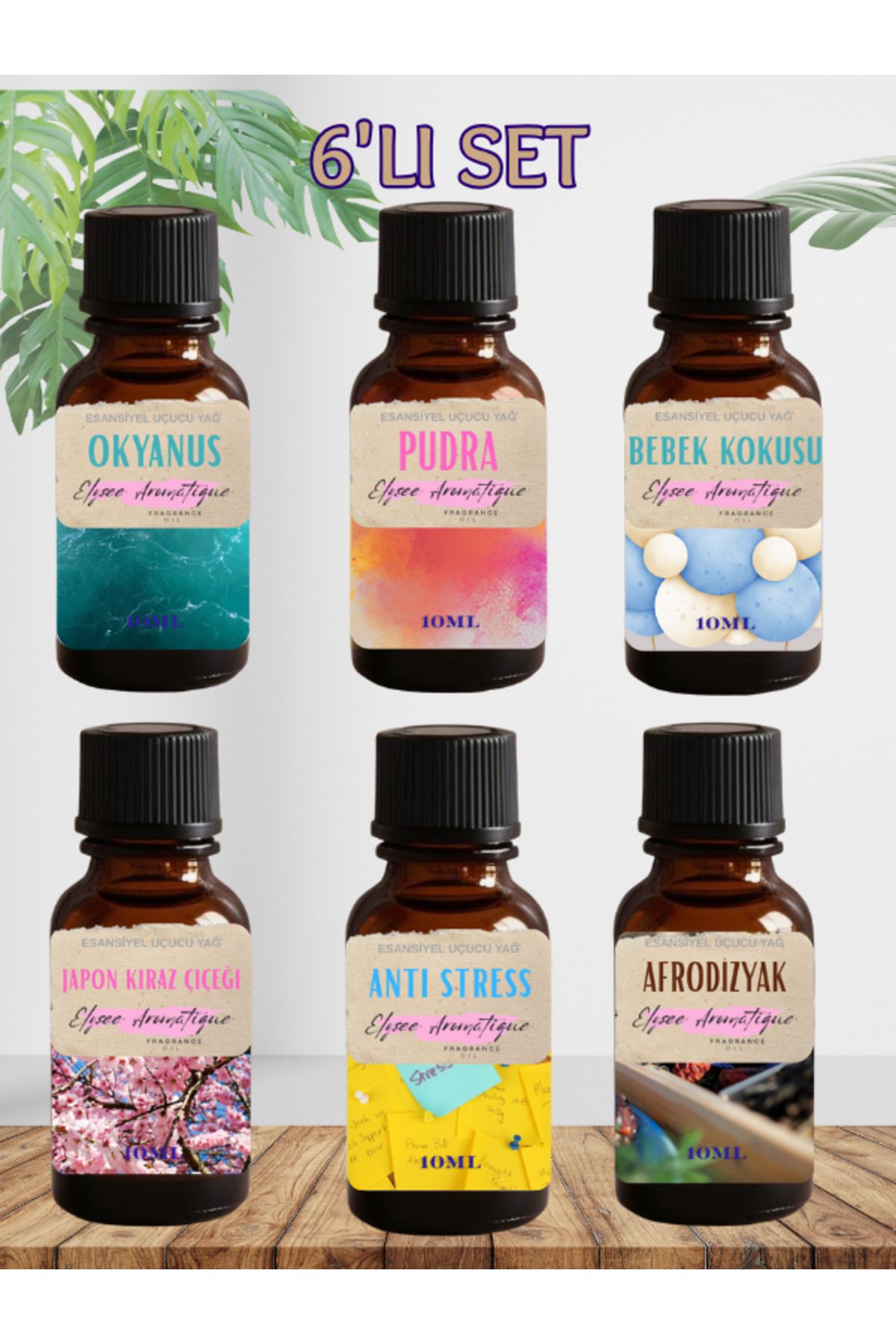 Elysee Aromatique 6'lı Set Esansiyel Uçucu Koku Yağı Difüzör Esansı Buhurdanlık Yağı Aromaterapi Yağı