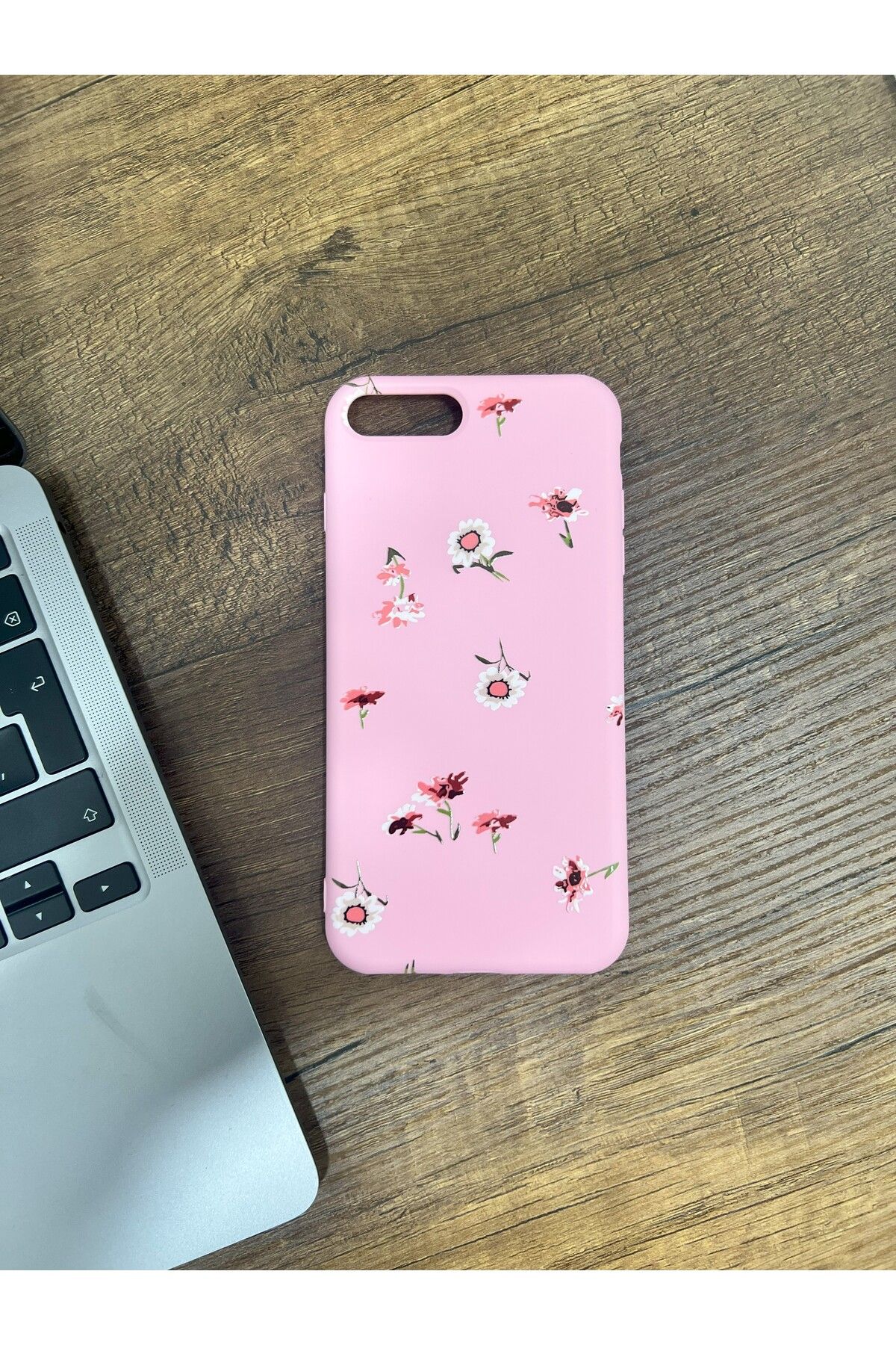 HZR İphone 7/8 Plus Pembe Papatya Desenli Silikon Kılıf