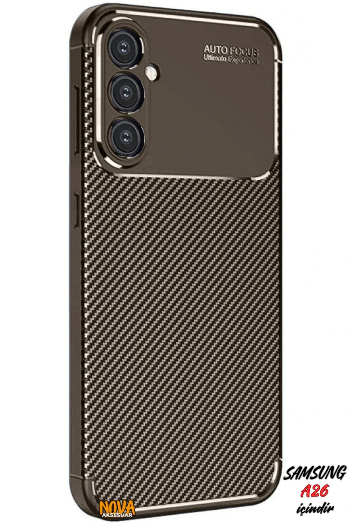 cepmoda SAMSUNG GALAXY A26 - Focus Karbon Kapak/Kılıf - Yerli Üretim Lüx Karbon Görünüm - Kahverengi