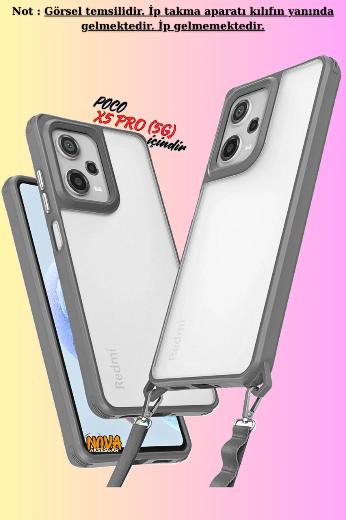 cepmoda Xiaomi POCO X5 PRO (5G) - Renkli Kenar Darbe Koruyucu Penta TPU Kapak/Kılıf - TİTAN GRİ