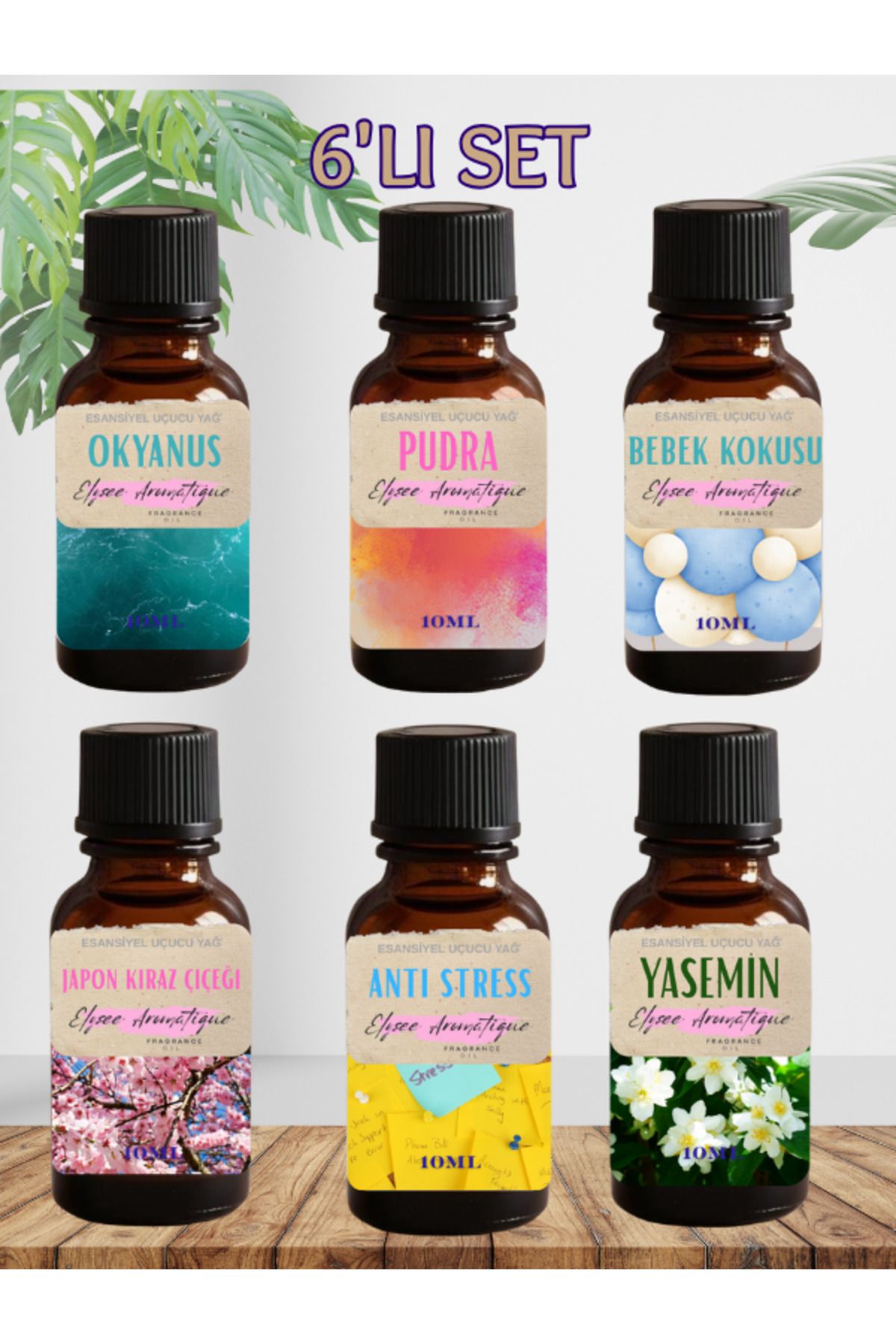 Elysee Aromatique 6'lı Set Esansiyel Uçucu Koku Yağı Difüzör Esansı Buhurdanlık Yağı Aromaterapi Yağı
