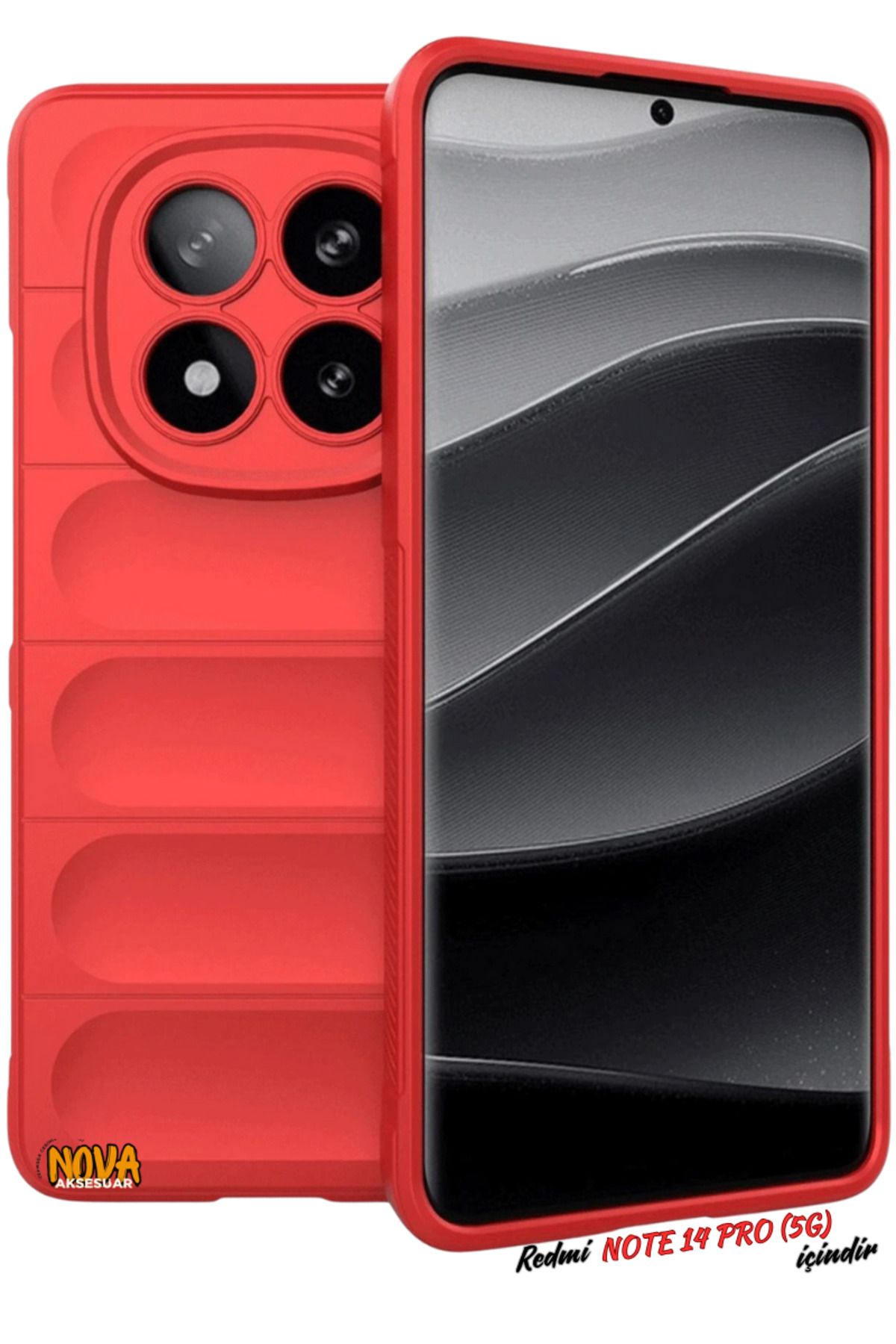 cepmoda XİAOMİ REDMİ NOTE 14 PRO (5G) kılıf Yumuşak Hatlı Dayanıklı iç Süet Kaplama Strong Kapak - KIRMIZI