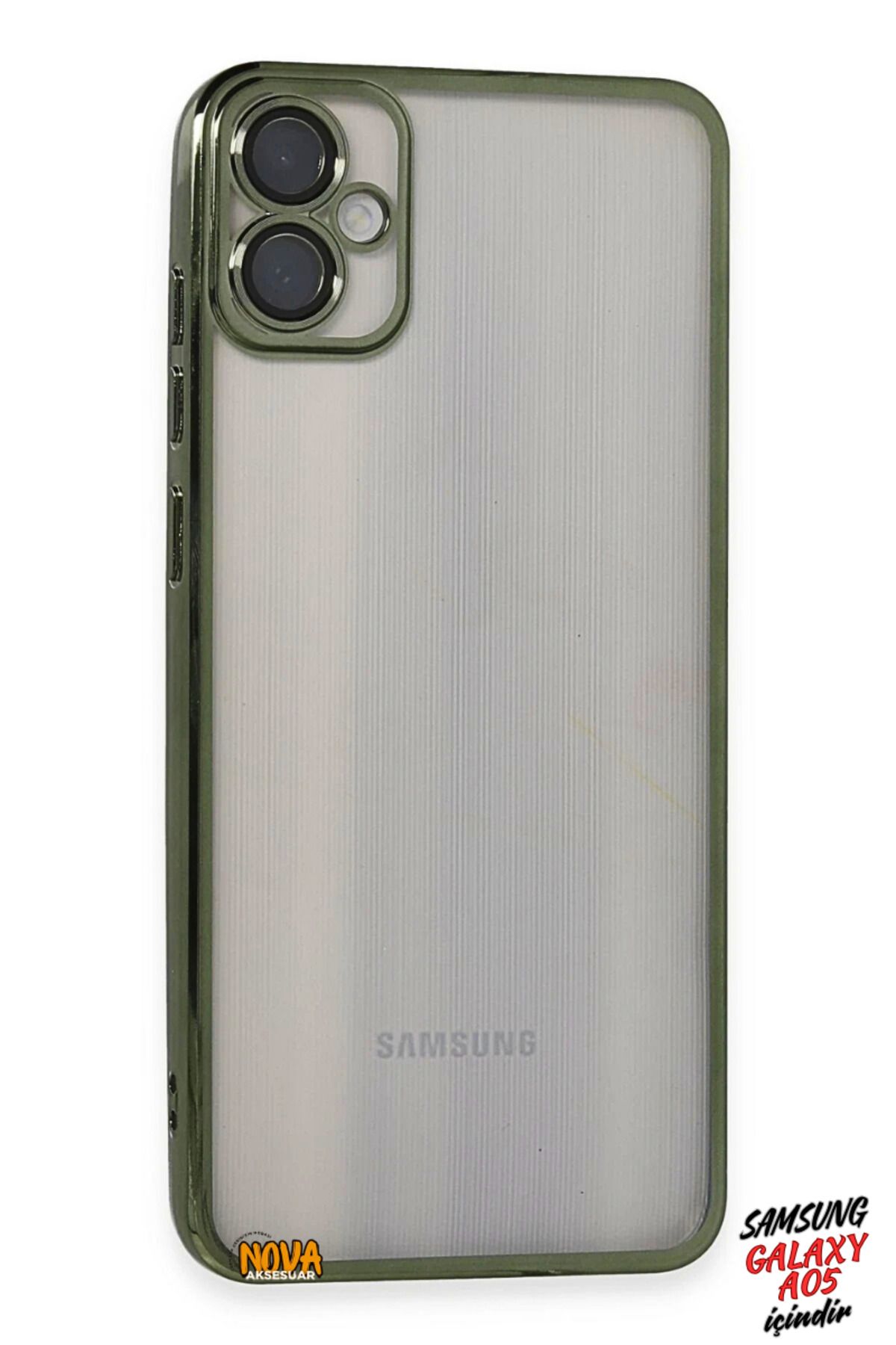cepmoda Samsung Galaxy A05 - Yanları Renkli Kamera Lens Korumalı Şeffaf Kapak/Kılıf - Yeşil