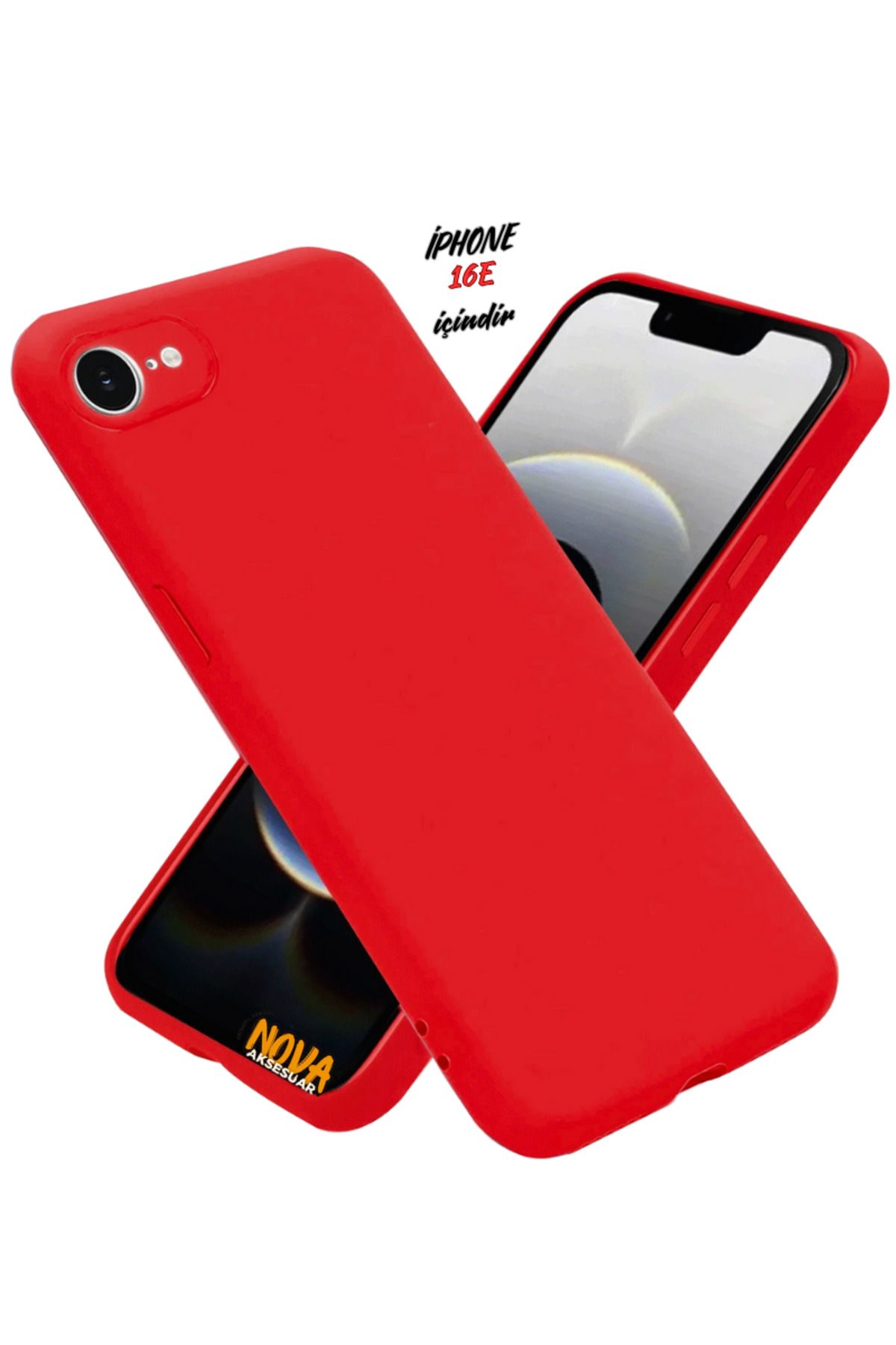 cepmoda iPhone 16E Kılıf | Içi Kadife Lansman Soft Doku Silikon Kapak V7 | Kırmızı