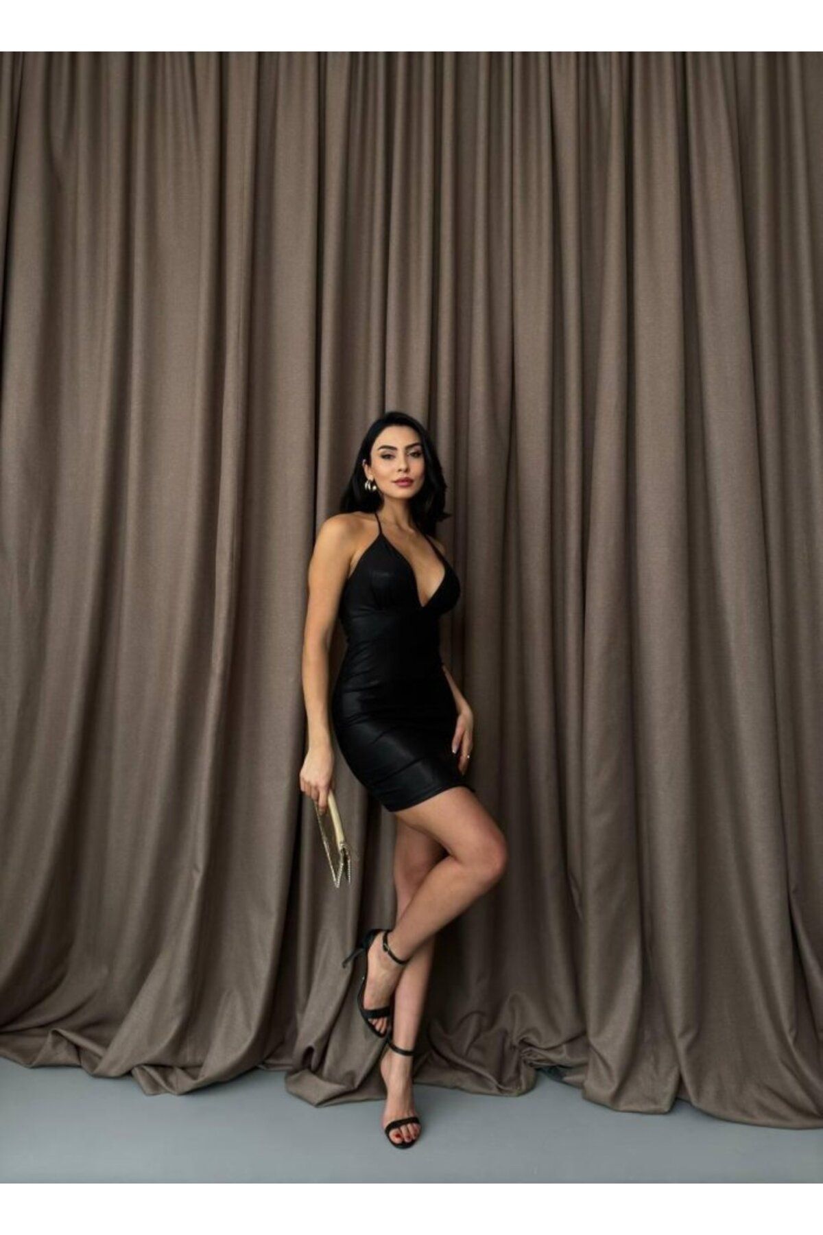 velmorafashion Yırtmaç Detaylı Mini Elbise