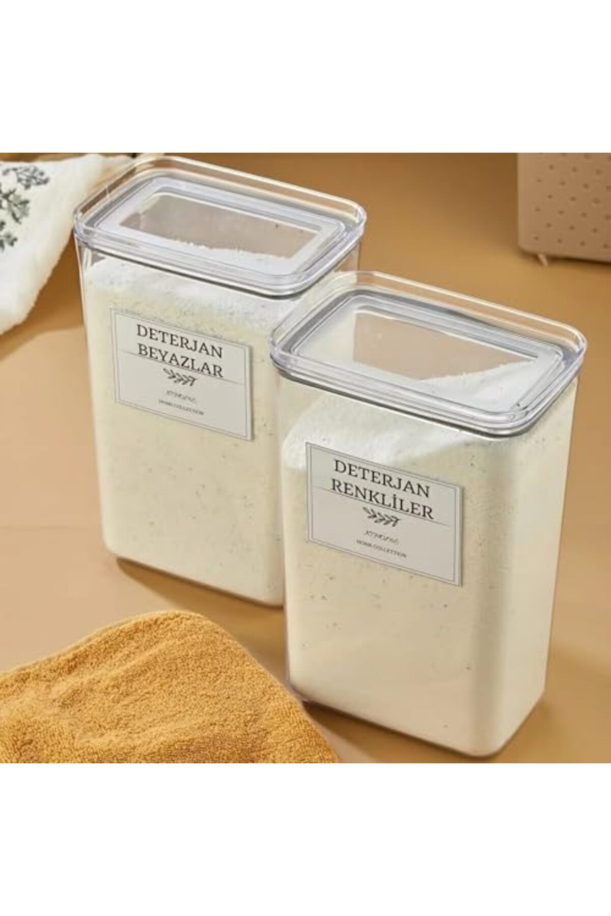 ShopZum Deterjan Kutusu/Vakum Kapaklı Banyo Düzenleyici Saklama Kutusu (Renkliler)-(Beyazlar)