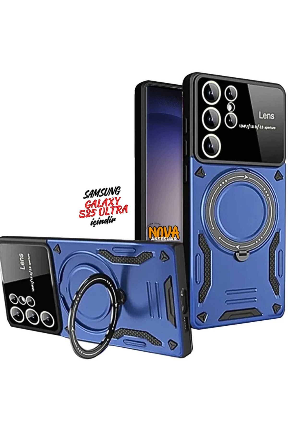 cepmoda Samsung Galaxy S25 ULTRA KILIF | JoyLens Kamera Korumalı Stand Kapak/Kılıf - LACİVERT