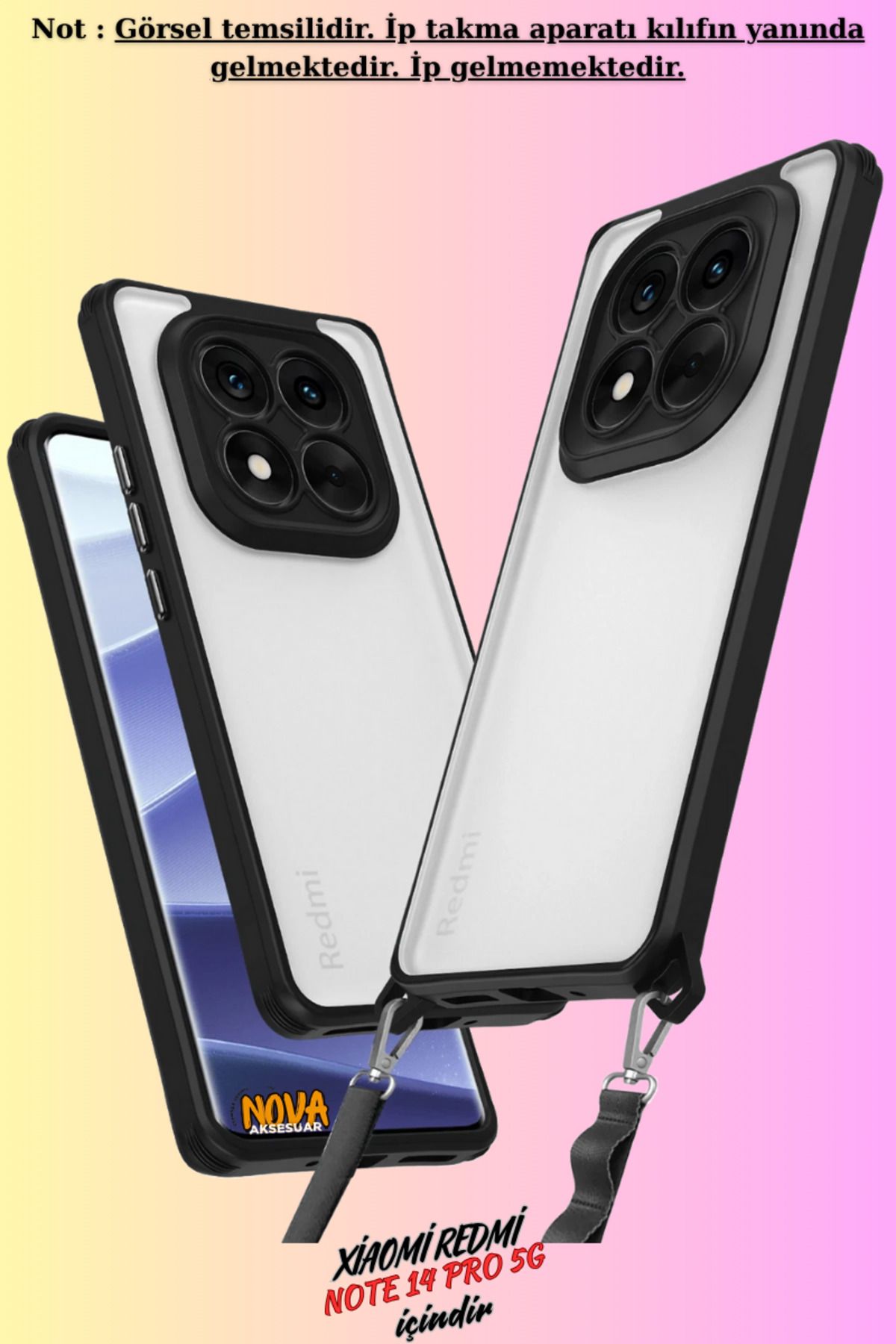 cepmoda Xiaomi NOTE 14 PRO (5G) -  Uyumlu Renkli Kenar Darbe Koruyucu Penta TPU Kapak/Kılıf - SİYAH